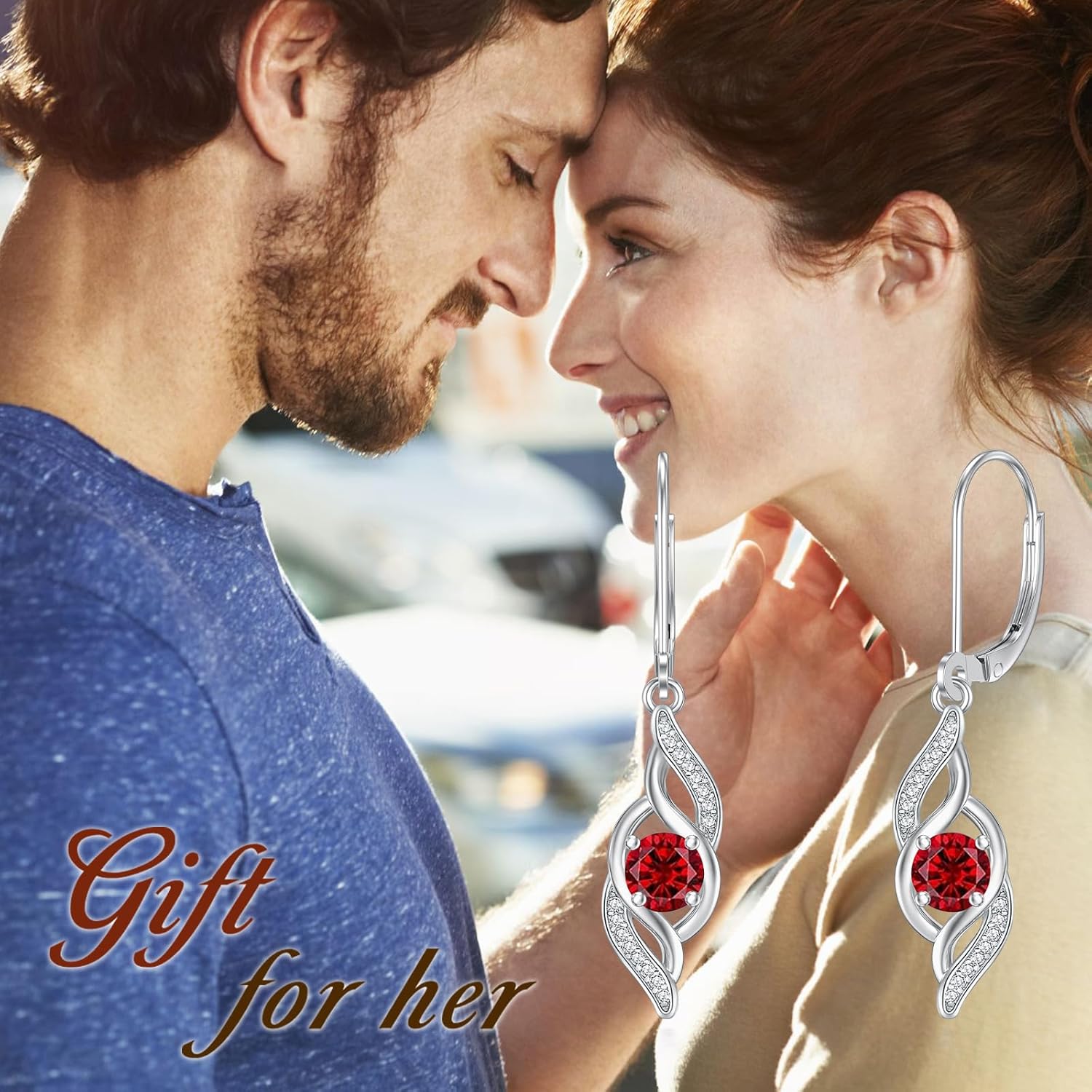 Birthstone Earrings for Women 925 Sterling Silver Love Infinity Jewelry Anniversary Birthday Gifts for Her Wife Mom - Image 7