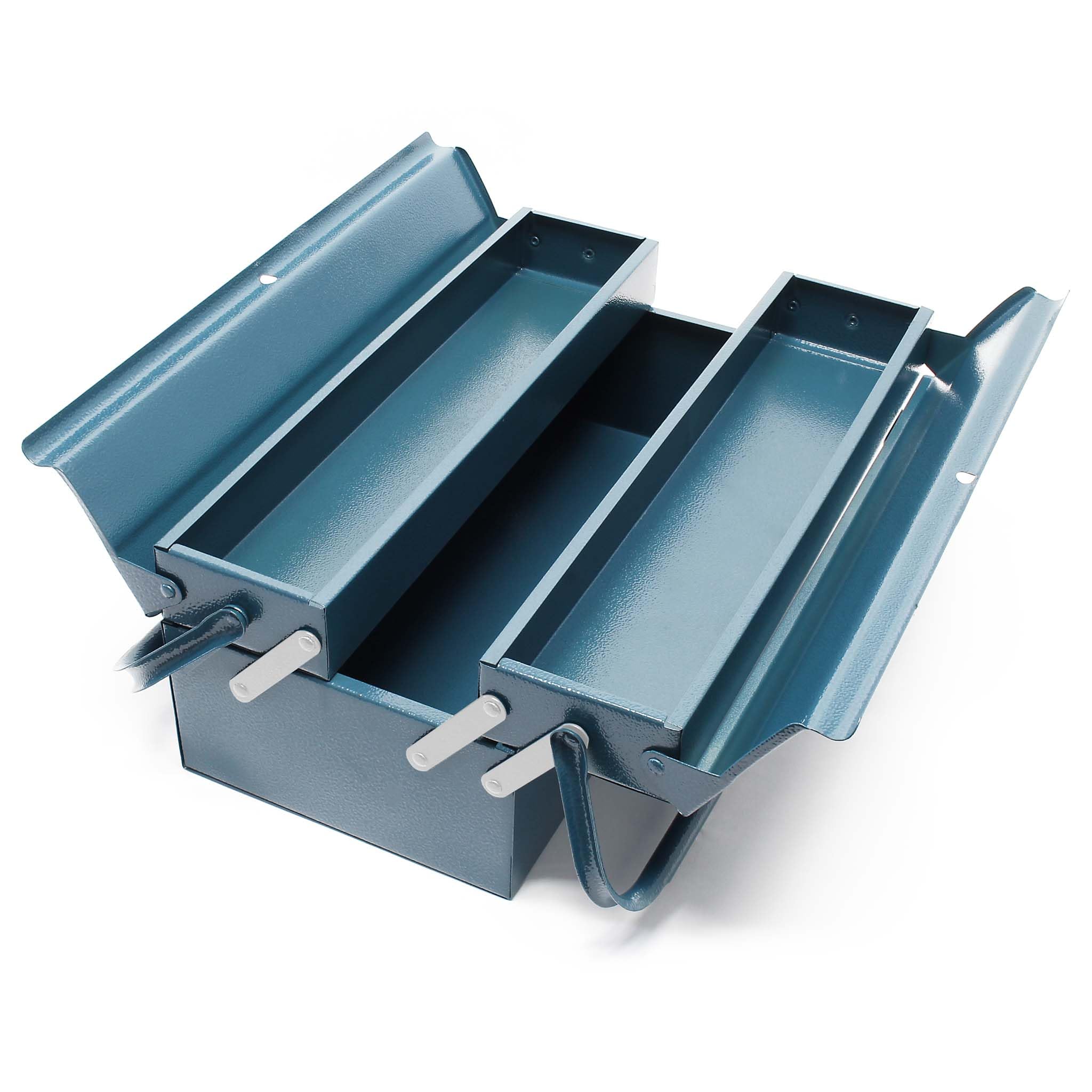 WilTec Caja de herramientas 420 x 200 x 160 mm Acero Con 3 compartimentos y asa Taller Bricolaje Maletín