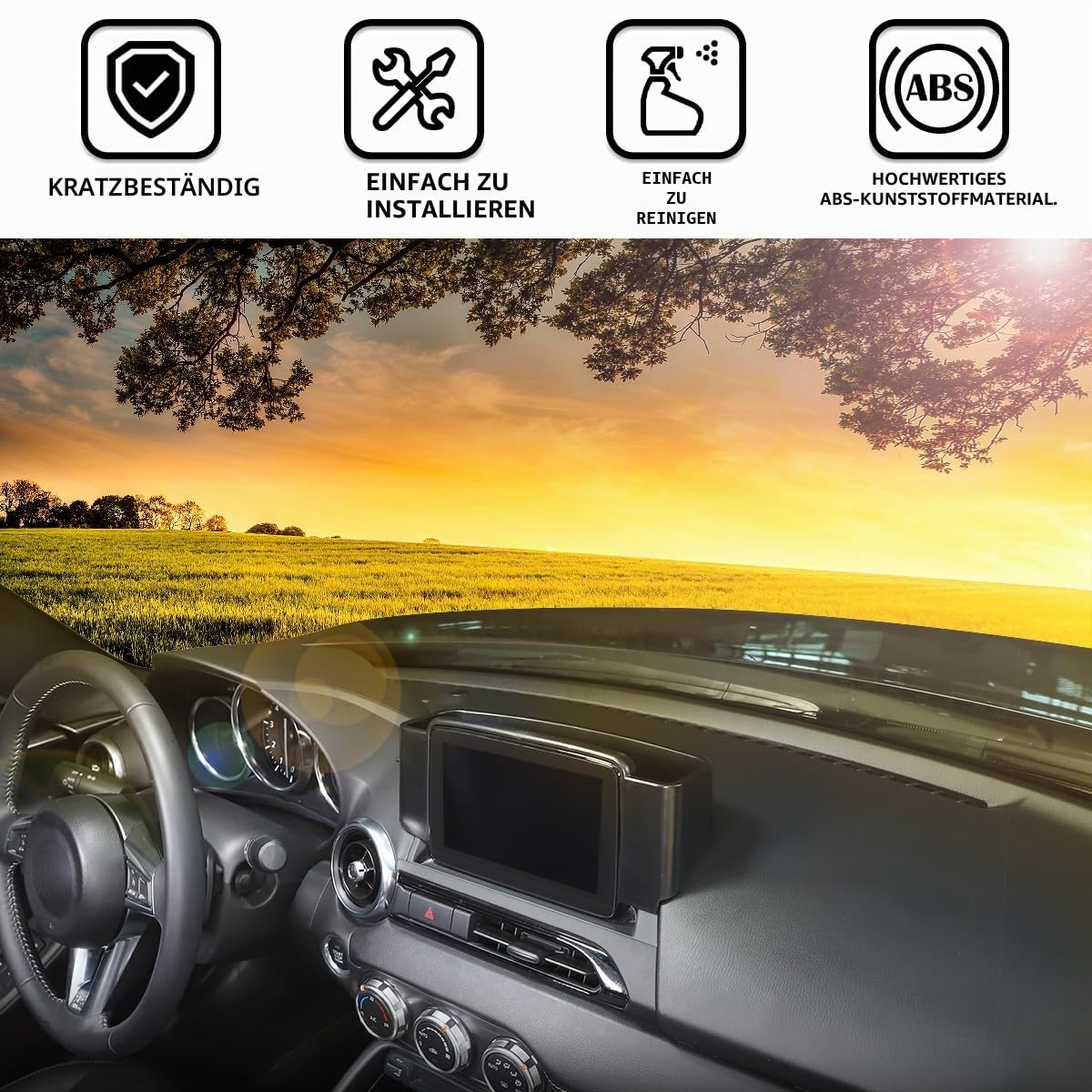 ABS Auto Mittelkonsole Einsatz Organizer Ablageschale für M@zda MX-5 ND 2015–2023 Navigationsbildschirm hinten Ablageschale Organizer Zubehör