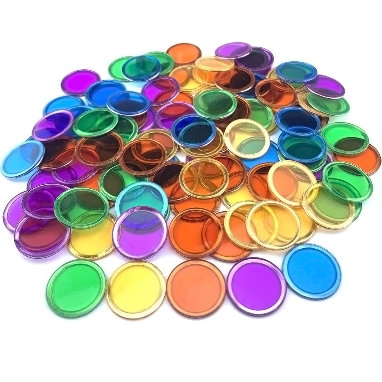 Jetons de Loto avec Anneaux Métalliques - Accessoires de Jeu d'Échecs Transparent pour Bingo - Puces de Comptage de Mathématiques