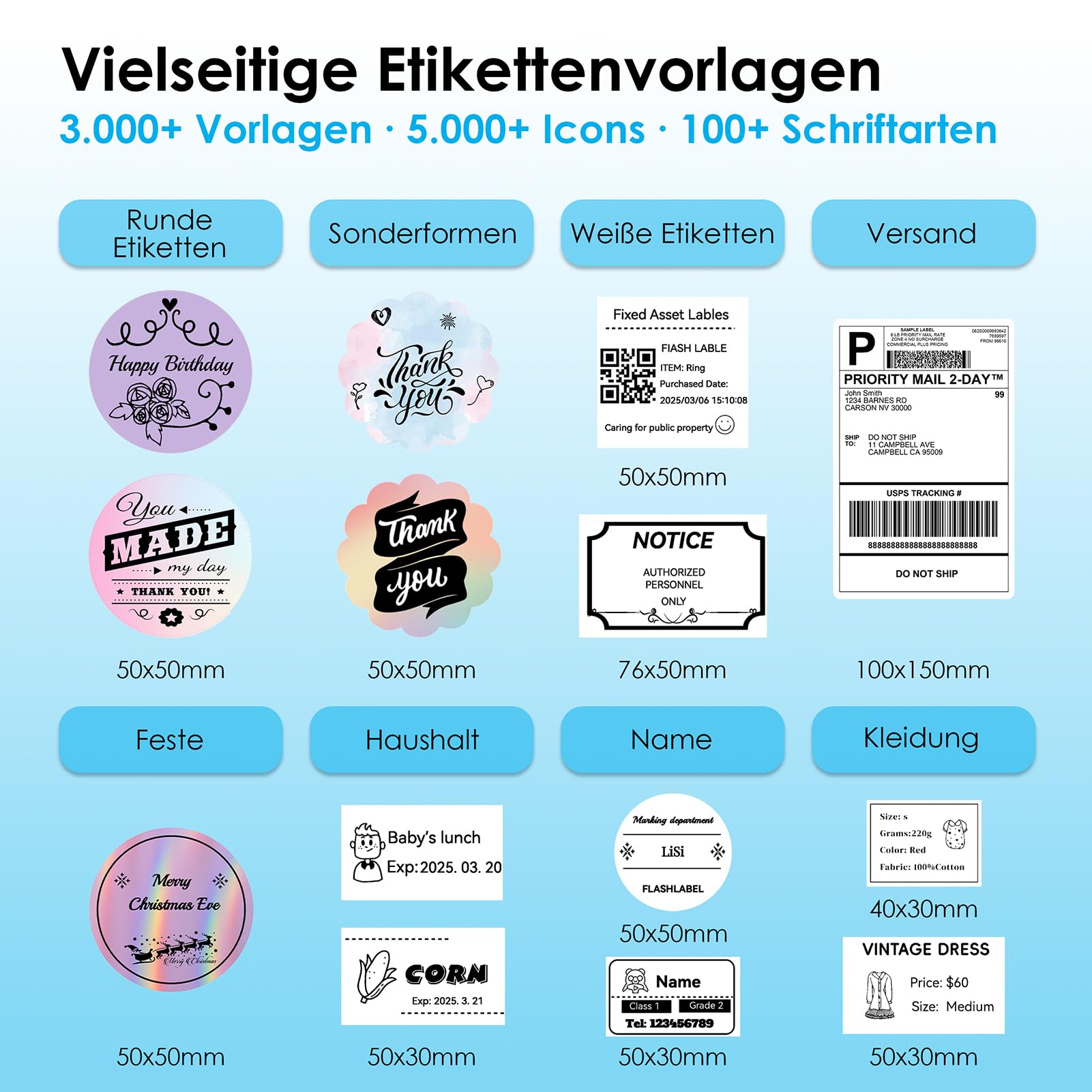 KNAON Bluetooth Etikettendrucker, 4x6 Thermodrucker Label Printer, Labeldrucker Versandetiketten Drucker für DHL UPS DPD FedEx, Etsy Shopify, Weiß