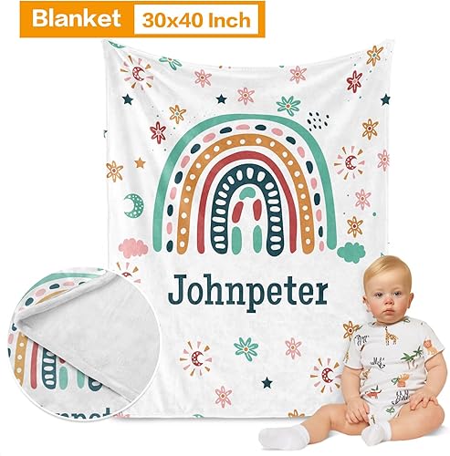 Miniatura 2 de Juego de ropa de cama personalizado para cuna de bebé, juego de 5 piezas para cuna de bebé, diseño de arco iris y diseño de arco iris, manta de bebé