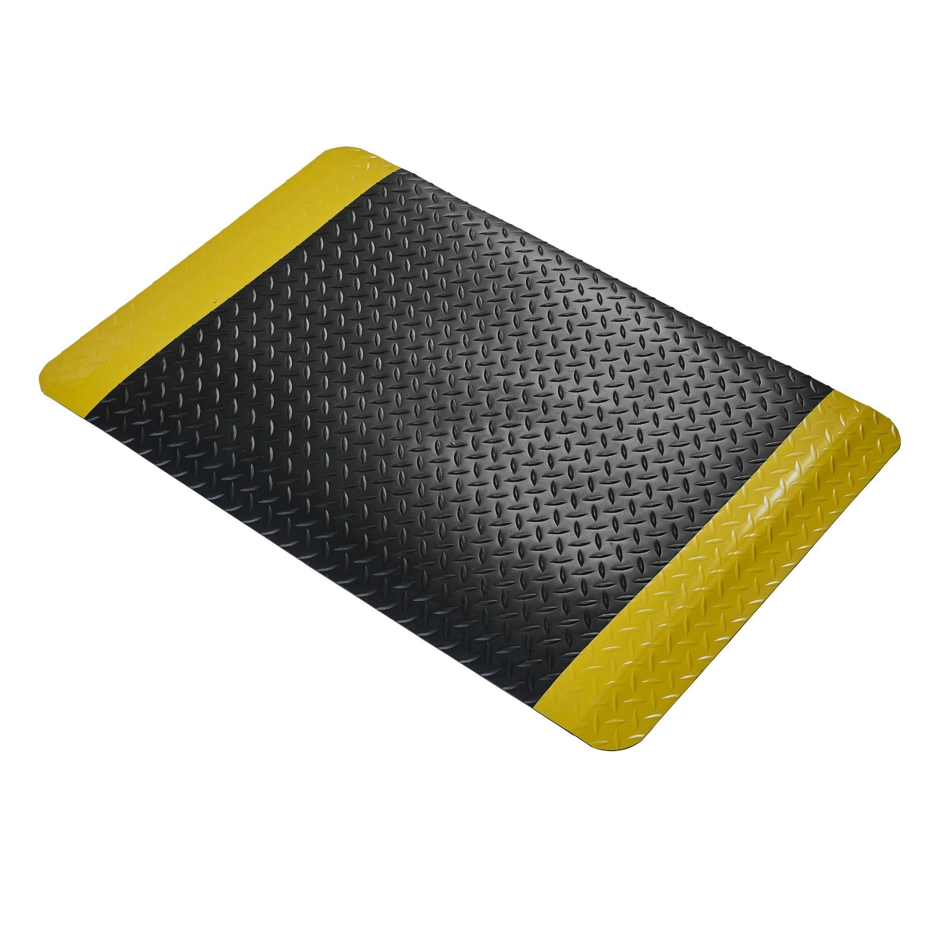 Nicoman Anti Fatigue Mat commercial Industrial Mat with Black Yellow Border, Heavy Duty Sponge Ergonomic Mat, Non-slip Waterproof Mats (Black/Yellow 15mm, 90x60cm)