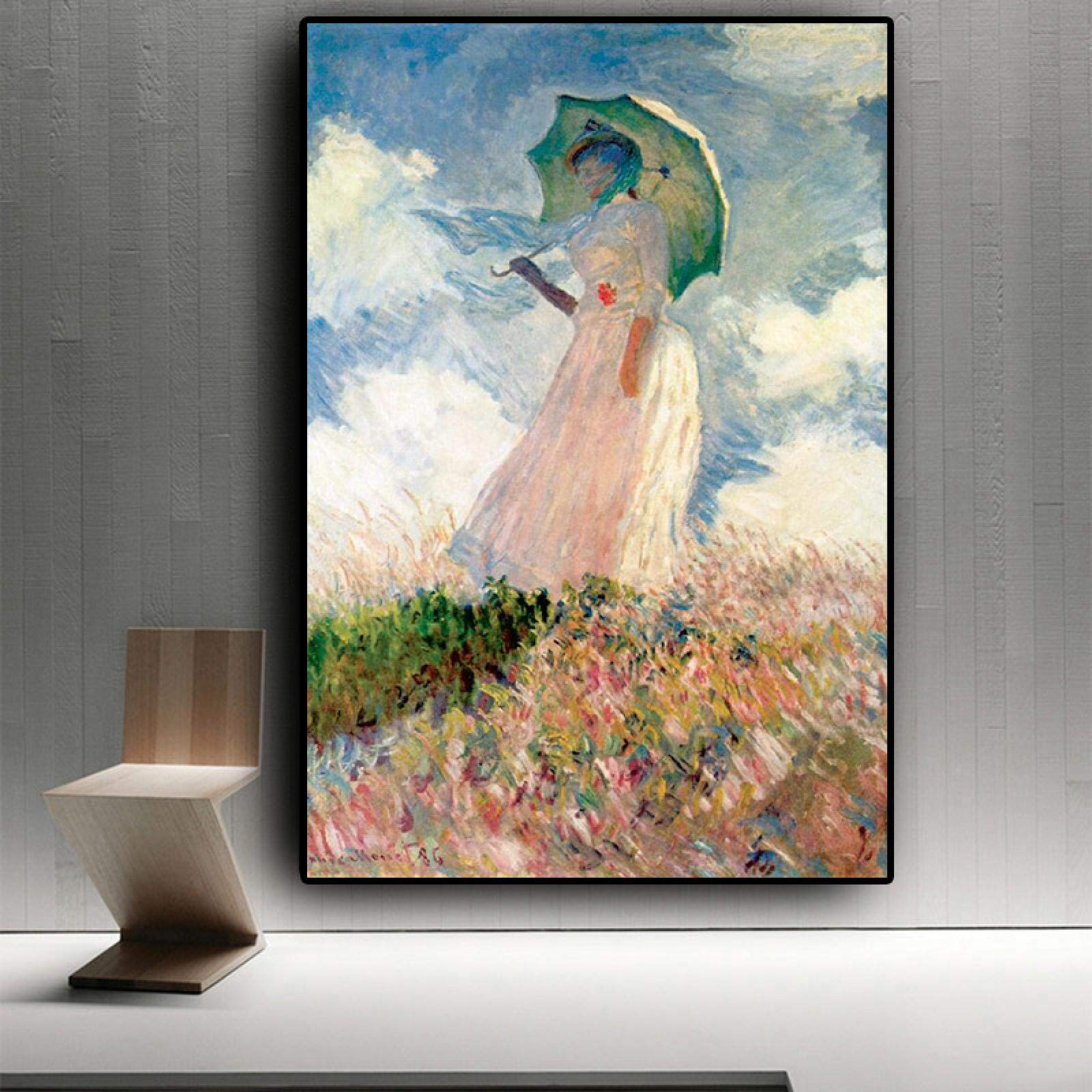 Monet femme abstraite parasol toile peinture pour raviver un mur de séjour