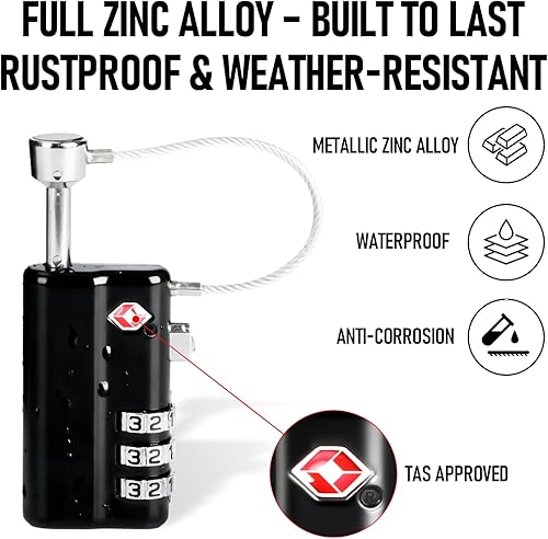 Miniatura 4 de Gun Lock TSA - Armario combinado con grillete de 0.394 in, diseño resistente a cortes sin llave, seguridad de viaje, accesorio de almacenamiento,