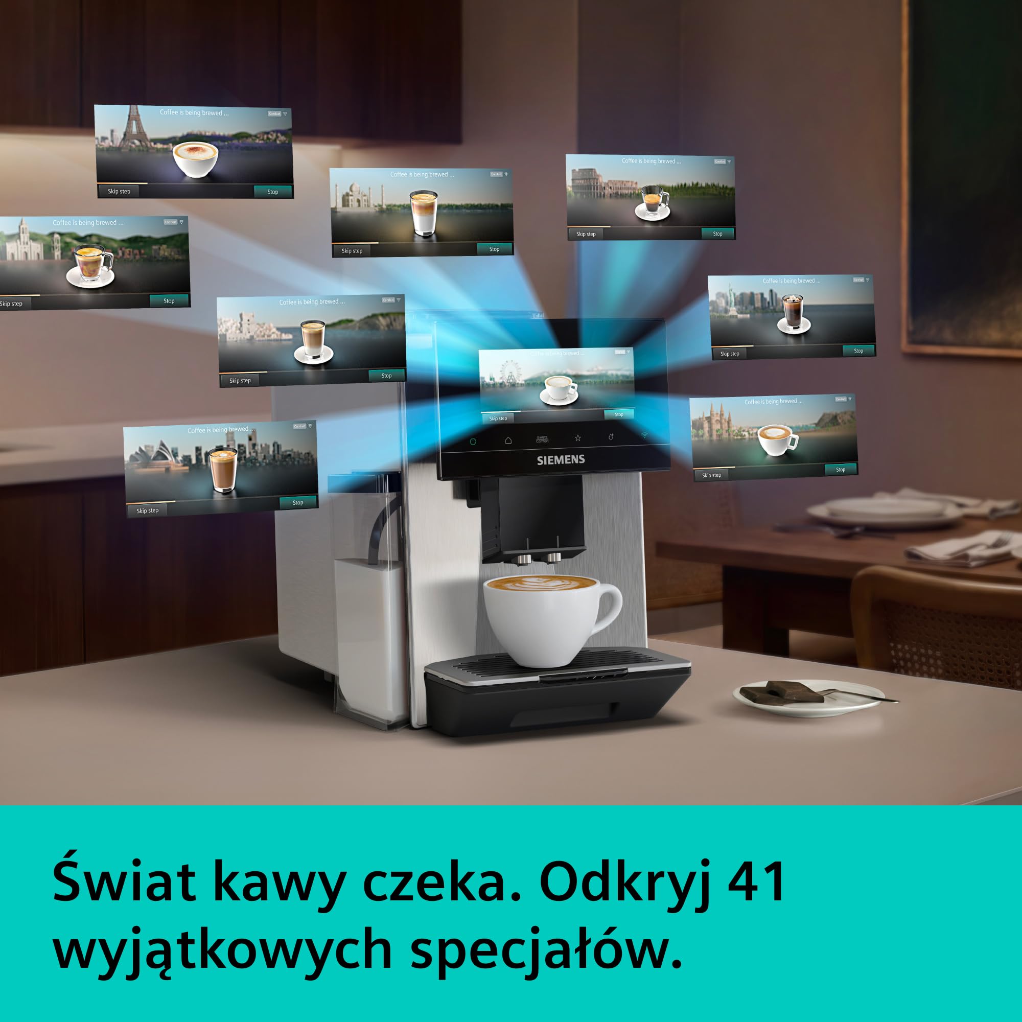 Siemens, automatyczny ekspres do espresso, EQ900 iAroma, spersonalizowane ustawienia smaku, precyzyjne mielenie, duży wyświetlacz, każda filiżanka na Twoich zasadach, stal nierdzewna, TQ923E03