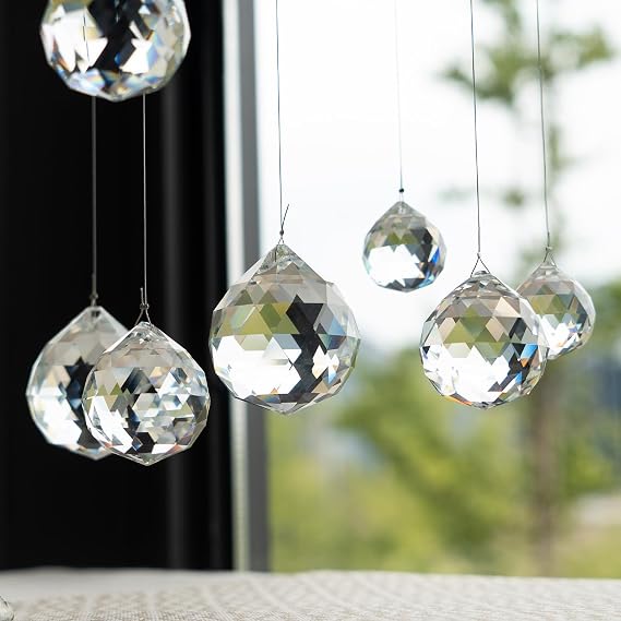 Crystal Prism Set 13Pk Clear Ball Hanging Ornaments 0.8 1.2 1.6 K9