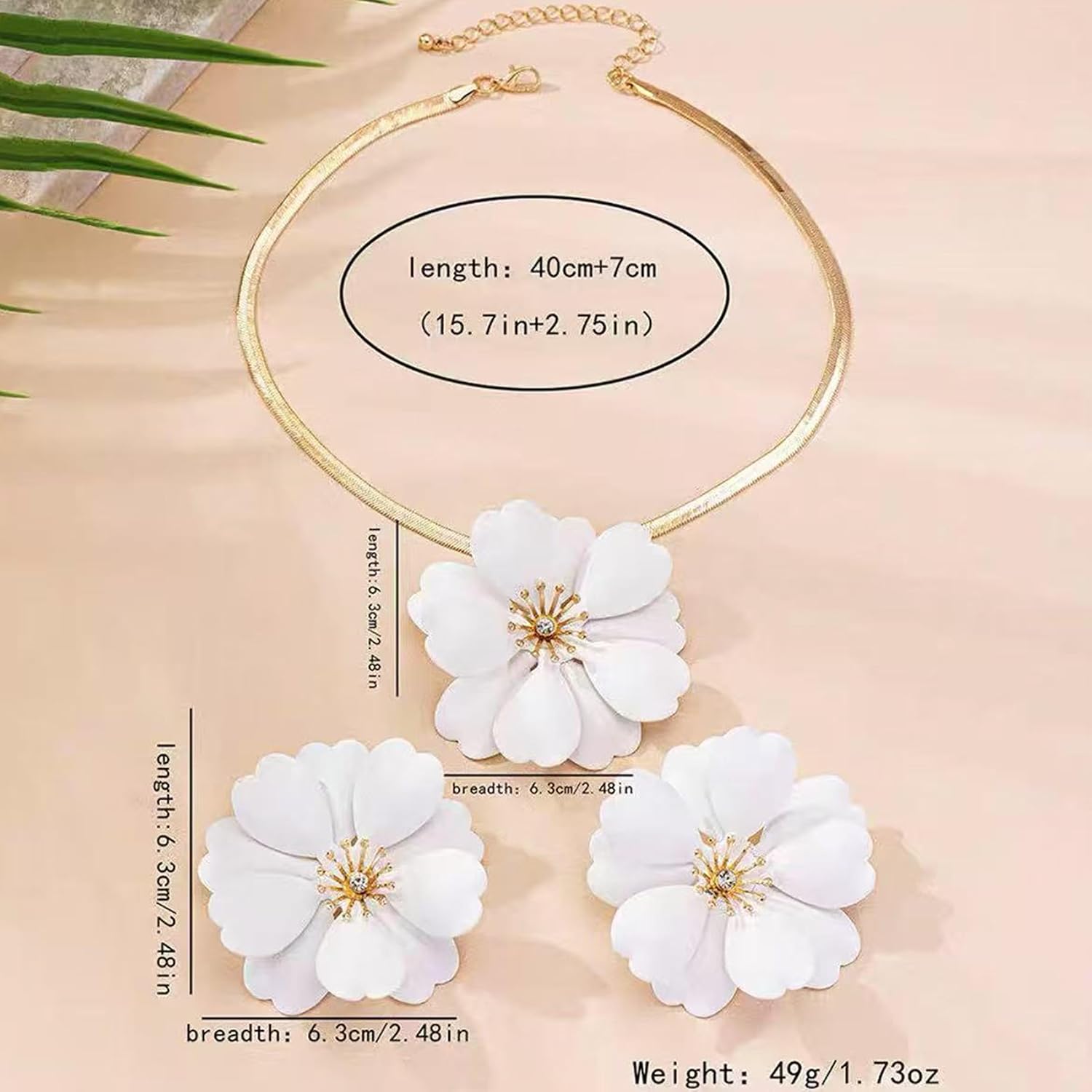 Gold Flower Earrings Necklace Set Floral Statement Earrings for Women Flower Wedding Jewelry Sets for Brides Wedding Guest Dresses for Women 2025 - Image 6