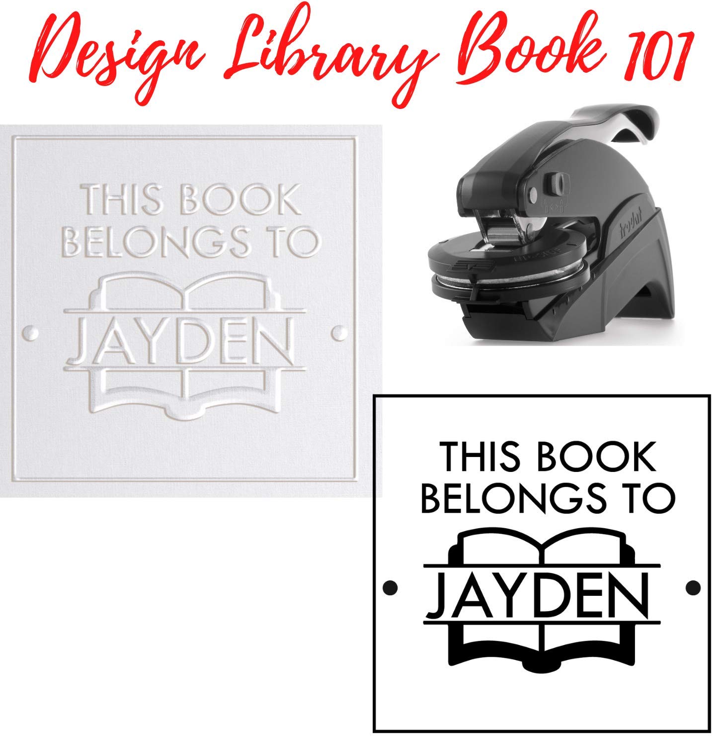 Library Book Embosser Personalized Stamp Custom - Mothers Day Gift - Graduation Embossing from The Library of Style, Book Lover Gift Custom Embosser Stamp, Book Embossed (Book Embosser)