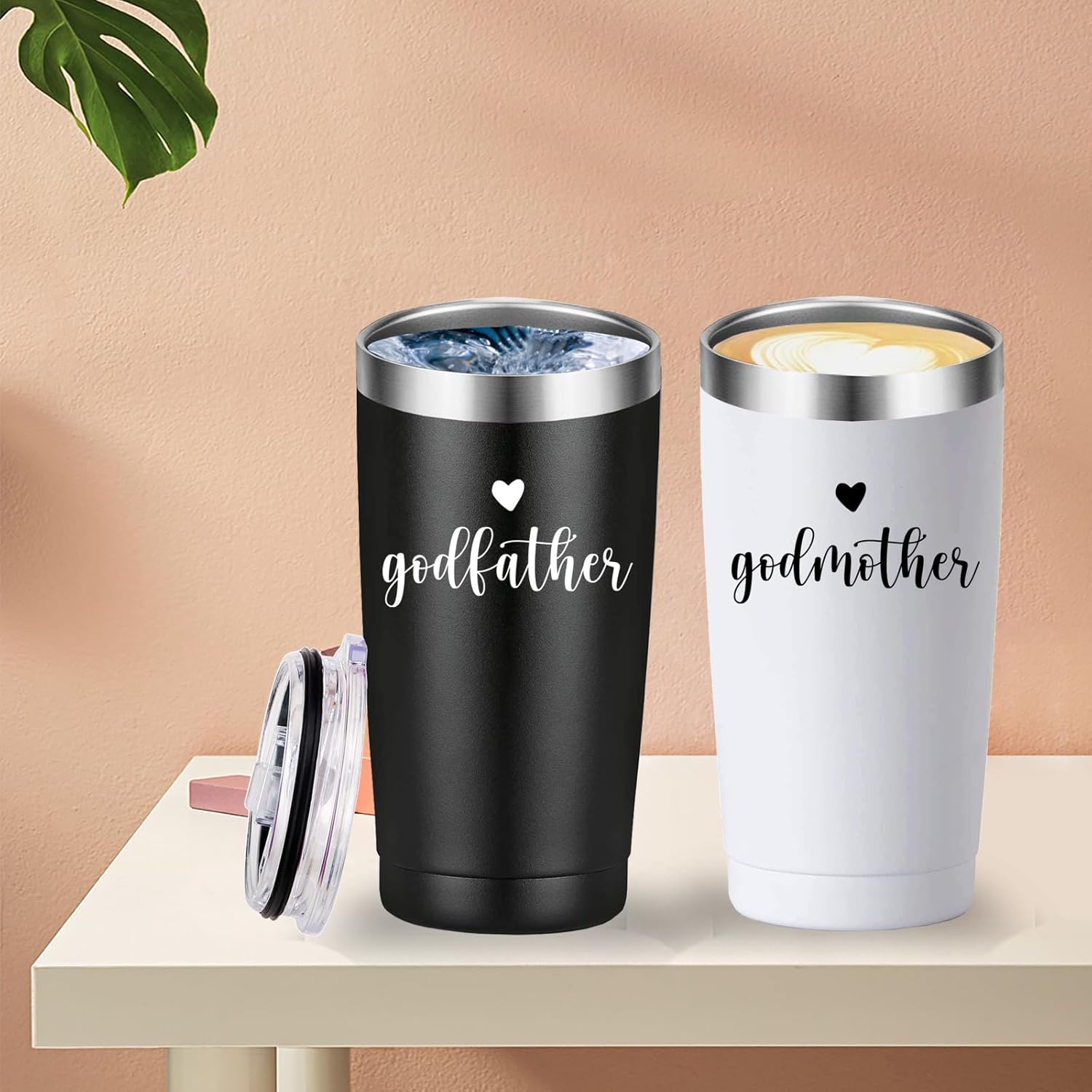Mamihlap Godfather and Godmother Travel Mug Tumbler.Godparents Proposal Gift.Anniversary Birthday Christmas Gifts for Godparents.Godparents Gifts from Godchild.(20oz Black&White) - Image 3