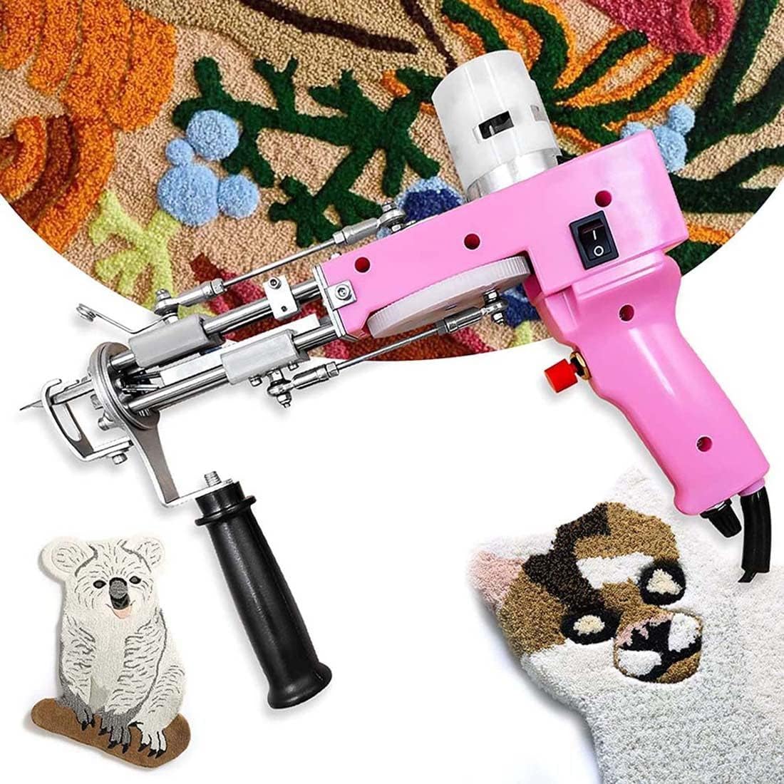 Cut Pile Rug Tufting Gun,Electric Carpet Weaving Gun,High Speed Carpet Weaving Flocking Machine,Hand-Held Knitting Carpet Machine,for Handmade DIY Beginners,Pink
