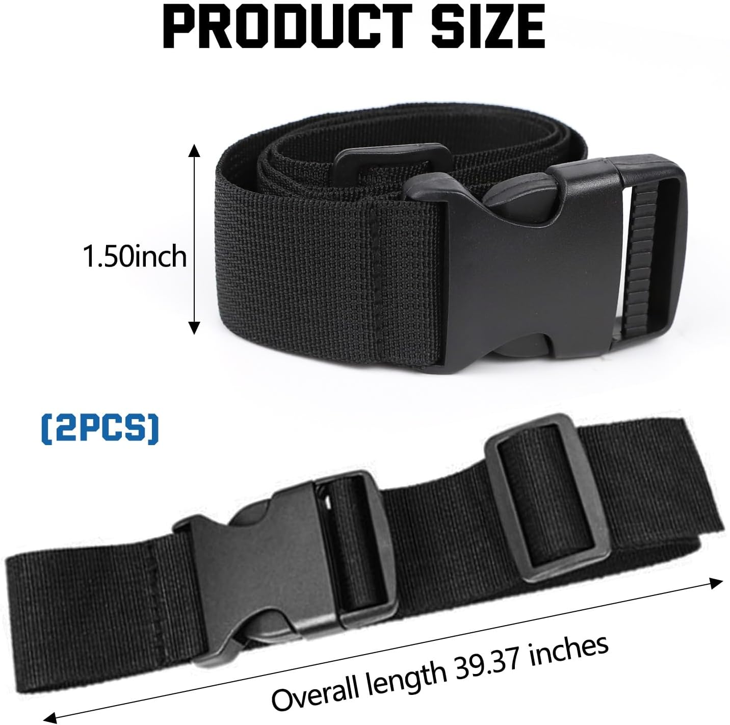 2PCS 39 Inch Car Battery Tie Down Strap, Automotive Battery Strap with Elastic Buckle, Adjustable Battery Hold Down Straps, Battery Box Straps for Car SUV Truck RV Boat (2PCS, 1.5 inches)
