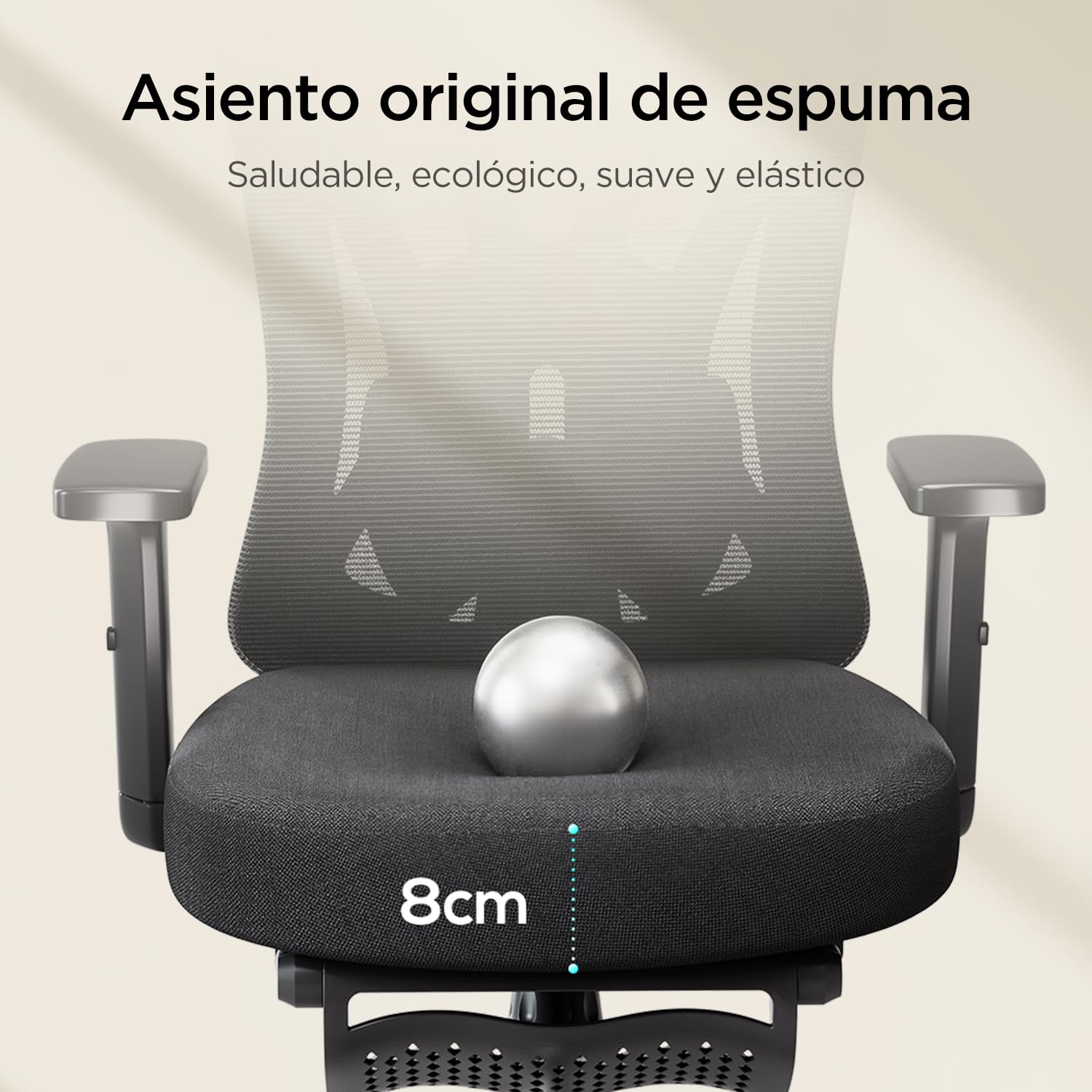 Hbada P5 Silla de Oficina ergonómica con Soporte Lumbar Ajustable, cojín elástico Transpirable, reposabrazos Ajustables y reposacabezas, Reposapiés Integrado, Negro (Aluminium, Negro)
