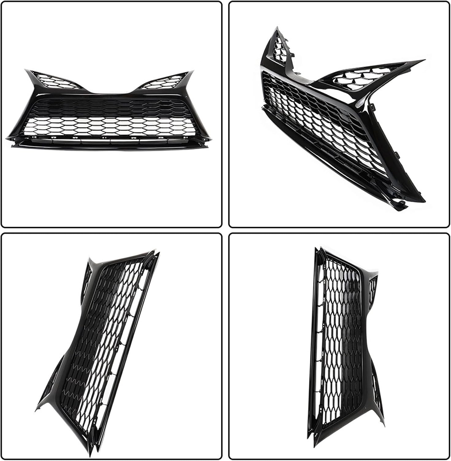 Silscvtt Front Bumper Hood Grille Lower Gloss Black Honeycomb Style Replacement for Toyota Camry SE XSE 2021 2022 without Parking Sensor Holes