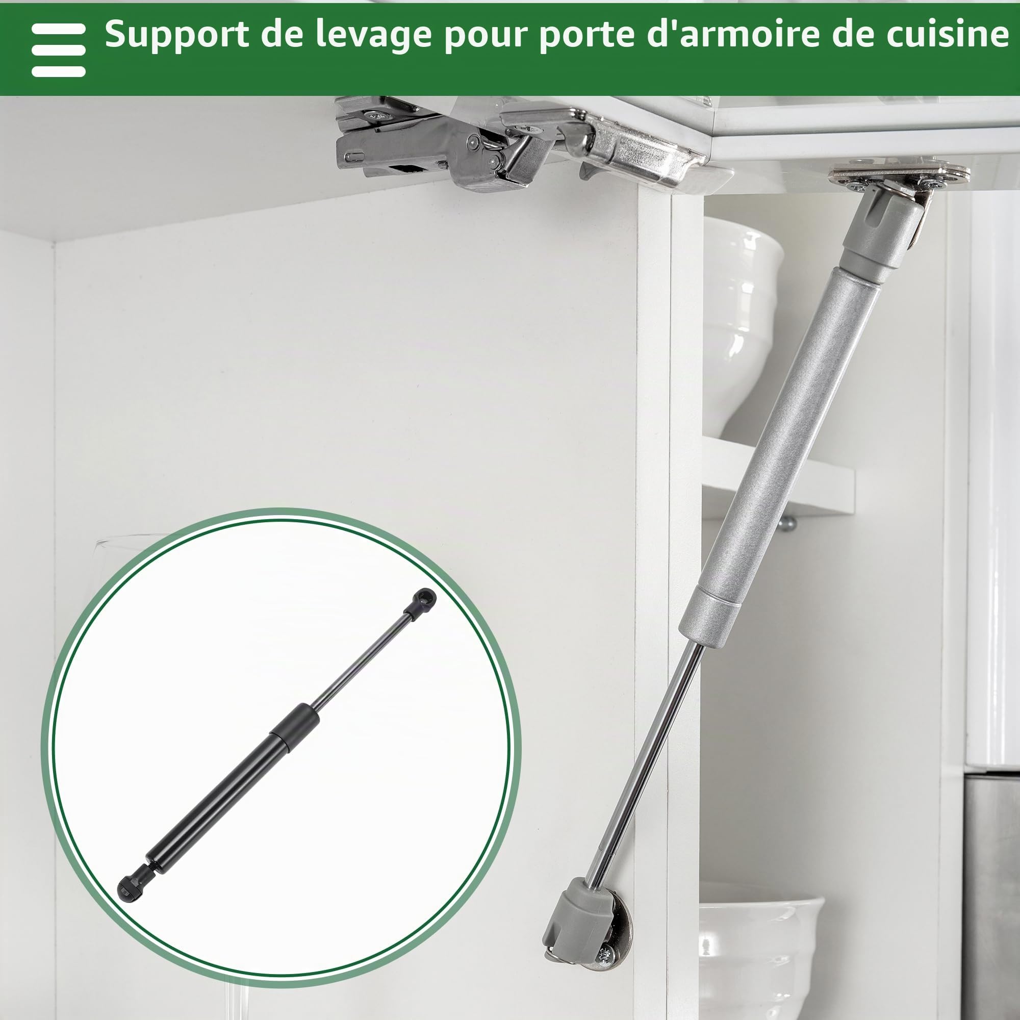 Motoforti Vérin À Gaz 1 Pièce 300mm 150N Pour Porte De Coffre De Voiture | Longueur 300mm/190mm, Universel Pour Fenêtre Camping-Car, Porte Armoire, Trappe Bateau, Facile À Installer