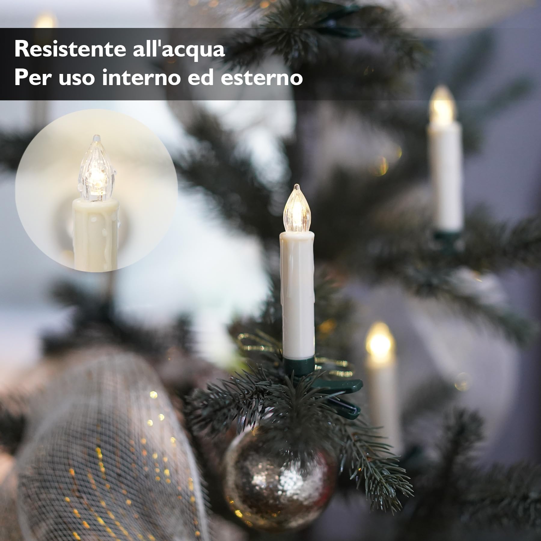 Rhytsing 30 Avorio Candele a Clip Natalizie Design Gocciolante per Albero di Natale, Candele LED a Batteria in Plastica con Timer e Telecomando, 2 Telecomandi Incluse - H 10,5 cm
