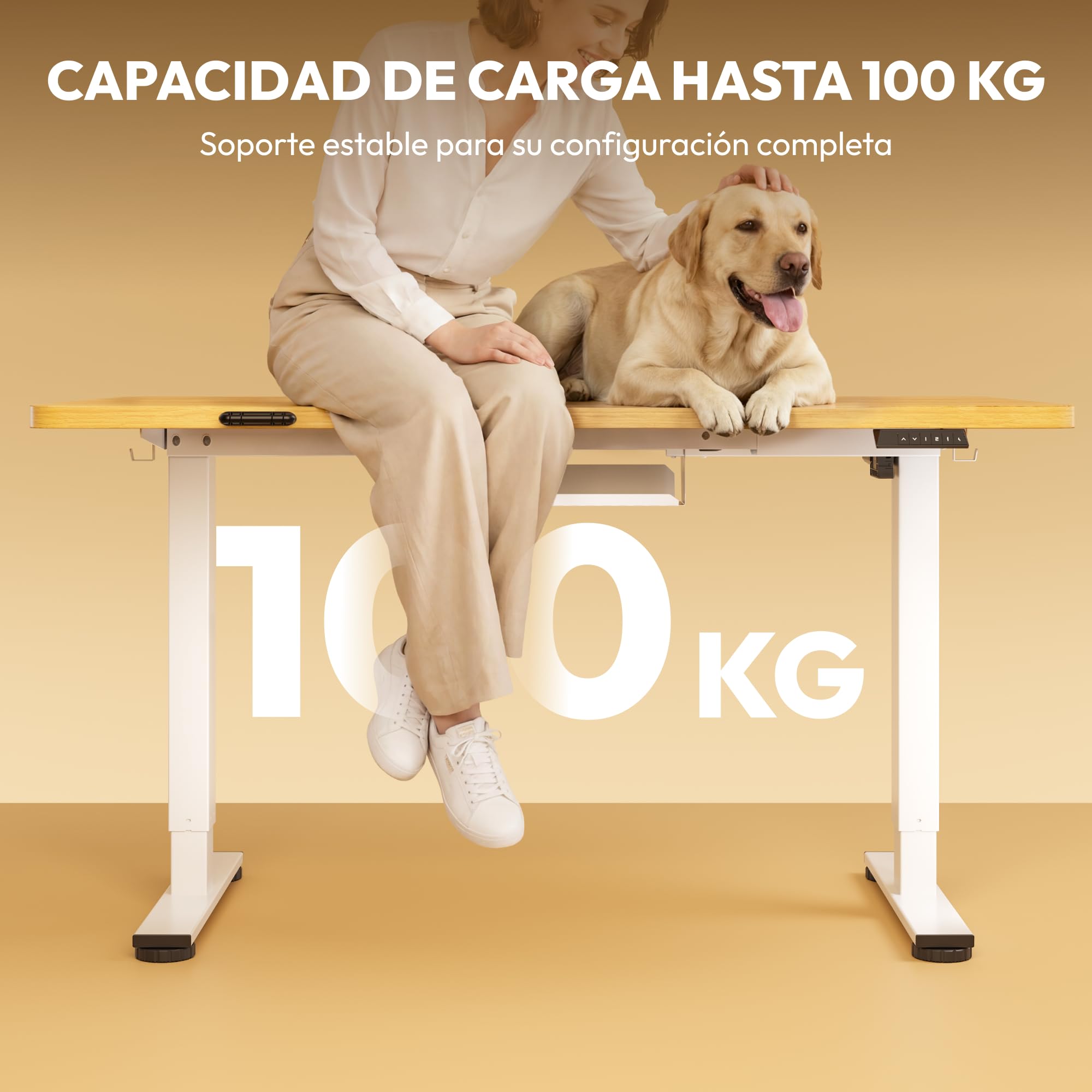 SANODESK Escritorio Elevable Eléctrico, Mesa Regulable en Altura con 4 Memorias y Sistema Anti-Colisión, Carga 100KG,Standing Desk Ergonómico para Oficina, Teletrabajo y Gaming, Blanco