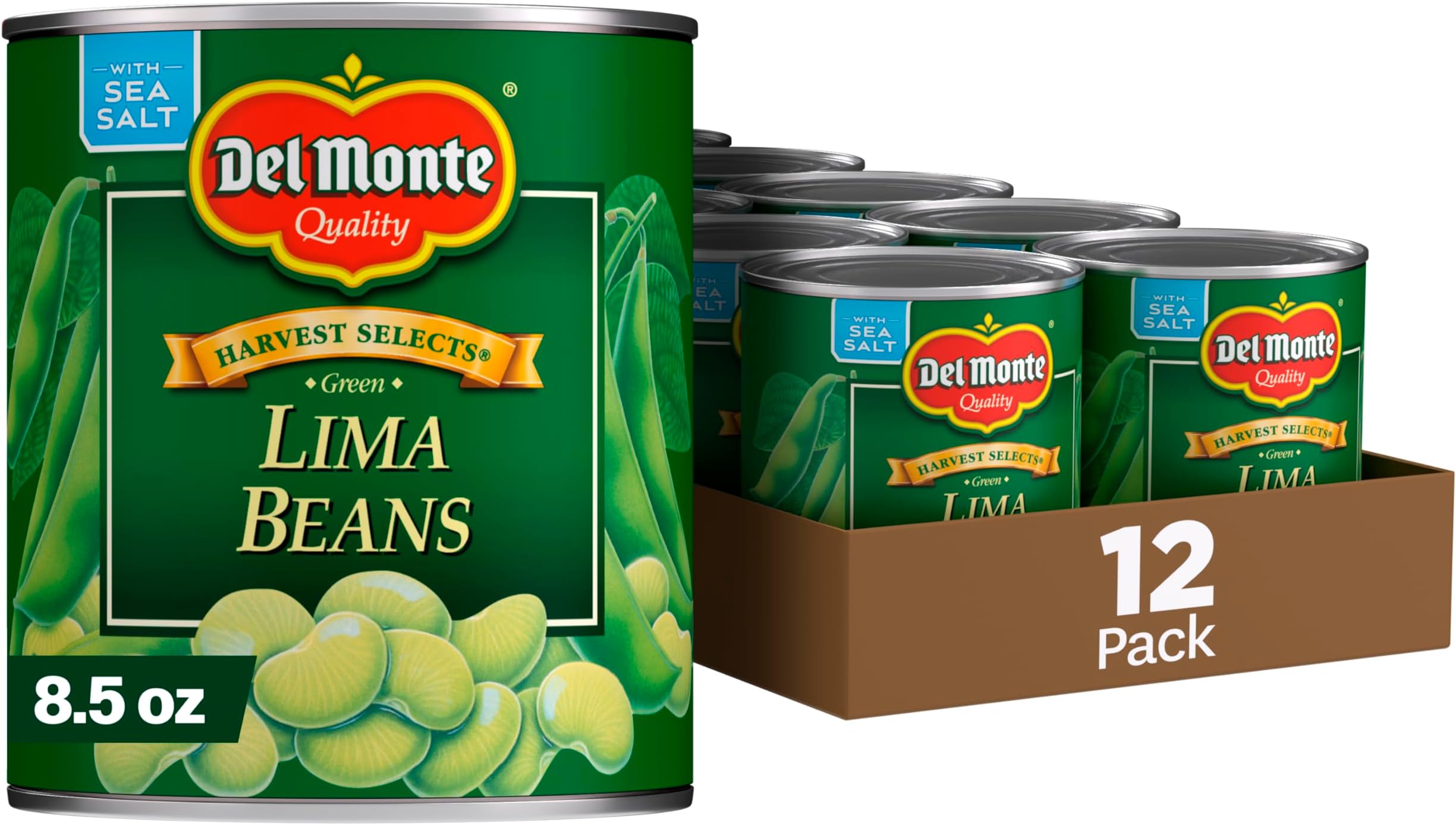 Del Monte FRESH CUT HARVEST SELECTS Green Lima Beans Canned Vegetables, 12 Pack, 8.5 oz Can