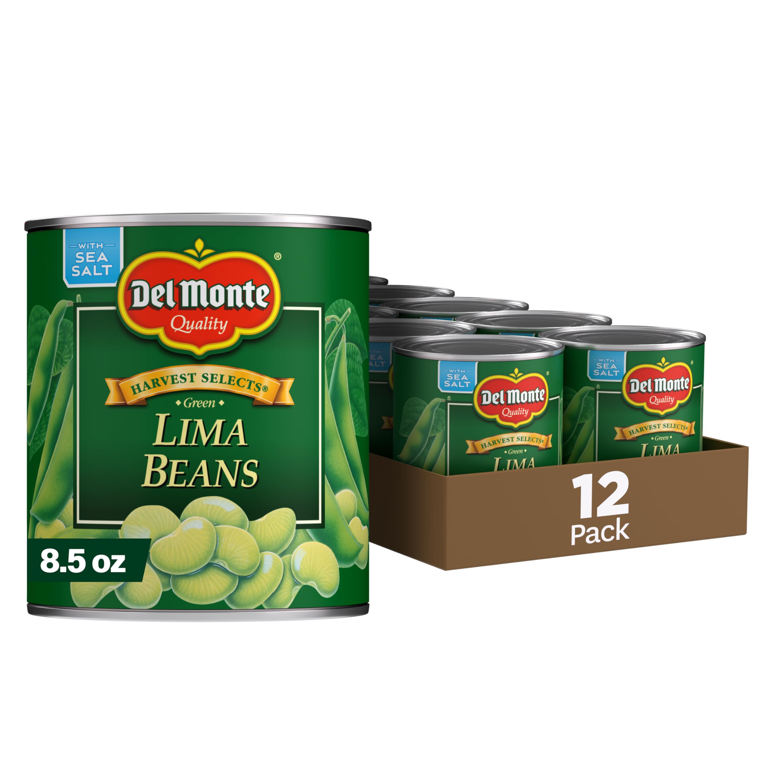 Del Monte FRESH CUT HARVEST SELECTS Green Lima Beans Canned Vegetables, 12 Pack, 8.5 oz Can