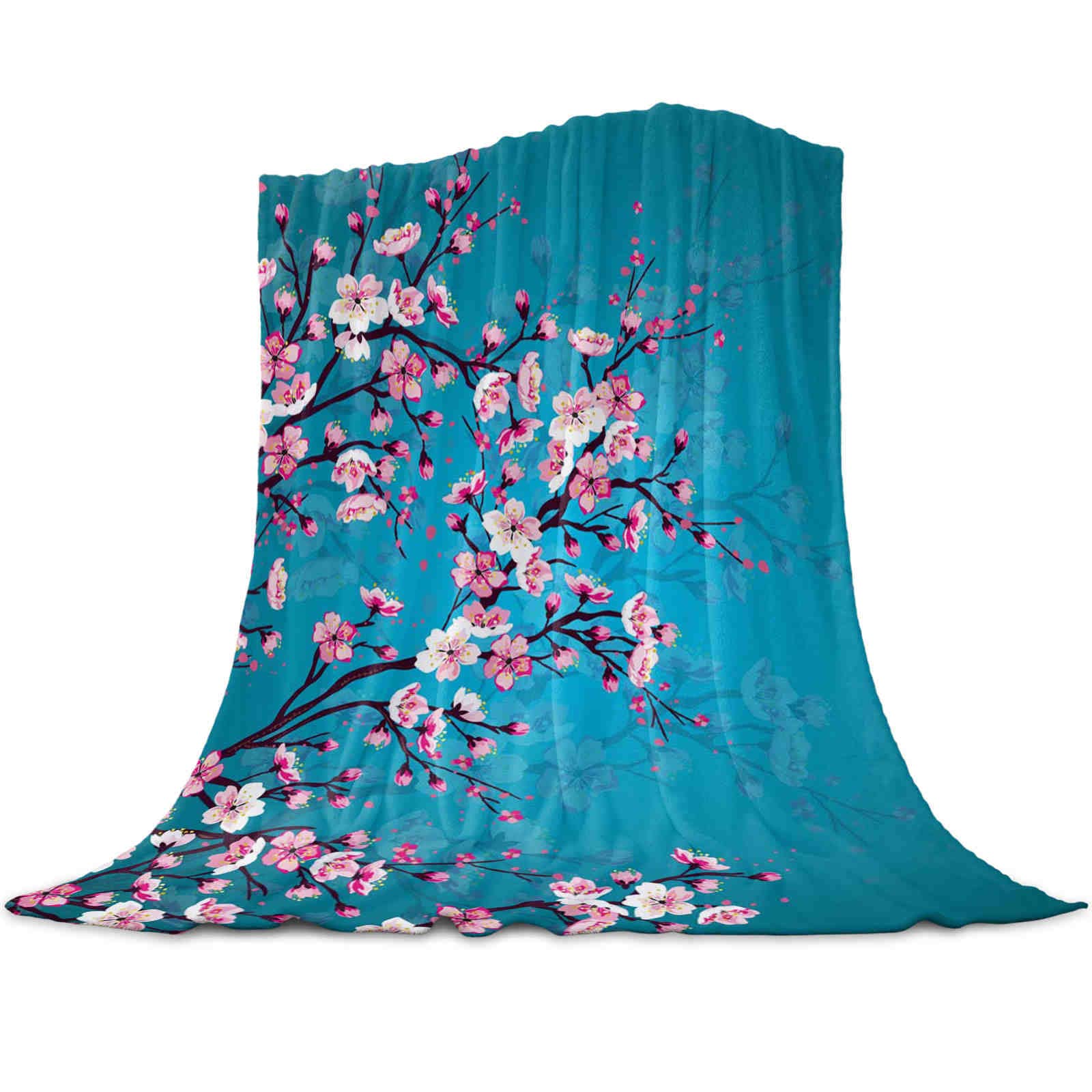 Coperte 3d Fiori di ciliegio Rosa Farfalla Albero Fiore Coperta calda Riposo per ufficio Divano Divano Copripiumino Lenzuolo Copriletto per la casa degli studenti