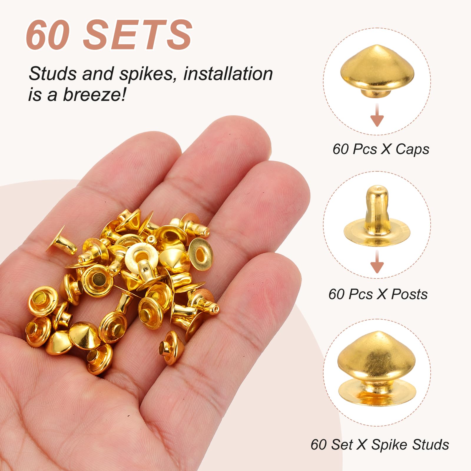 PATIKIL 8mm Spike Rivets - Image 4