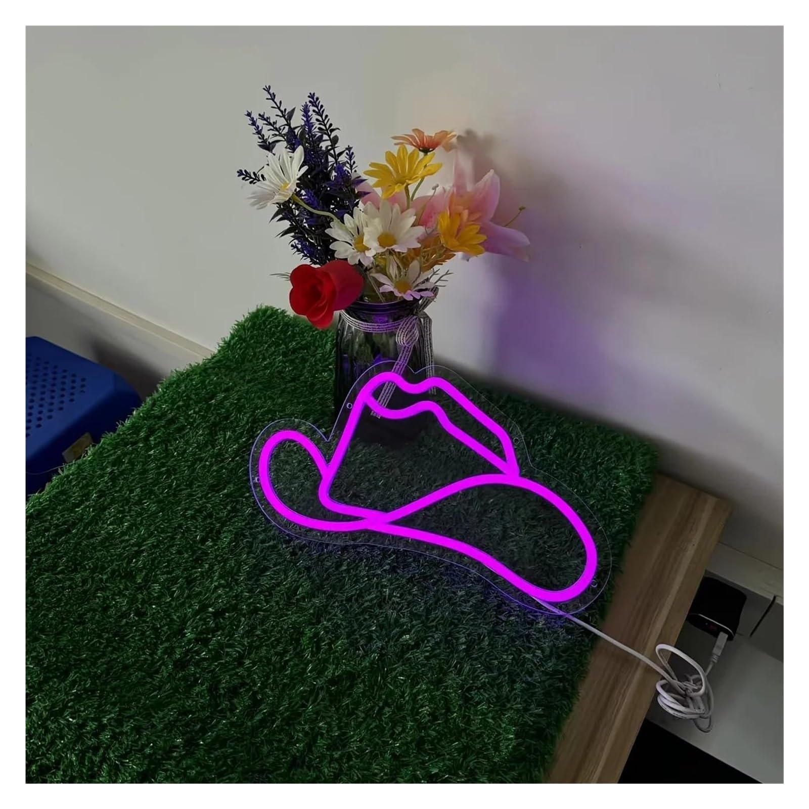 LEMST Sign Lamp Cowboy Hat Neon Sign USB Powered Creative Neon Light for Concert Music Tavern Decor 17.94cmx32.5cm(E)