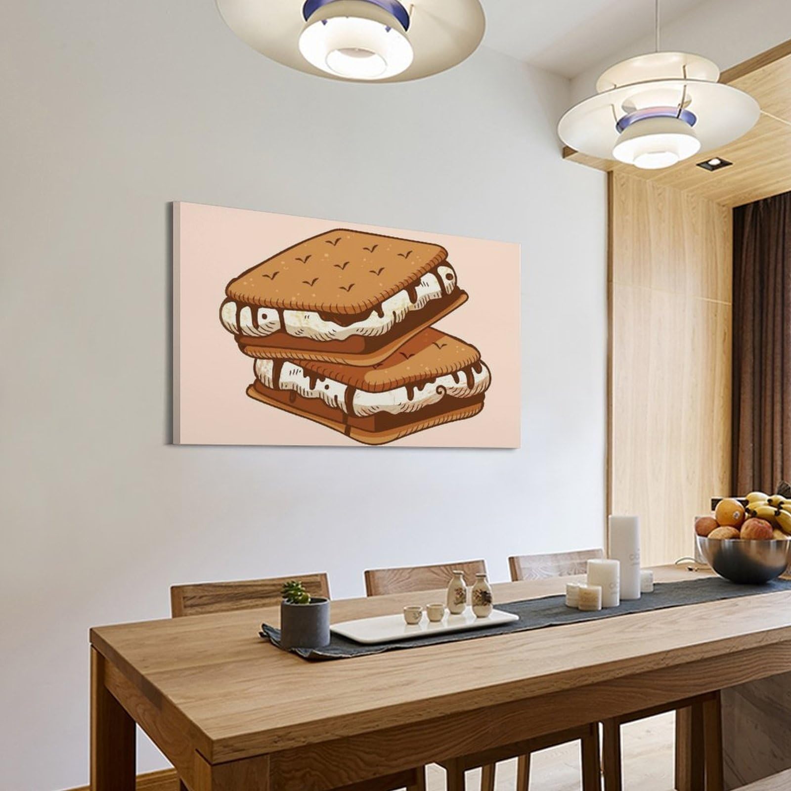 WIZIGM Cartoon bemalte Schokolade – gefülltes Plätzchen-Poster, moderne Wandkunst, Leinwand, ästhetische Dekoration, Gemälde, 50 x 75 cm, Rahmenstil
