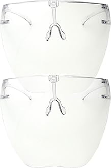 zeroUV - Protective Face Shield Full Cover Visor Glasses/Sunglasses (Anti-Fog/Blue Light Filter) (Clear/Clear) 2-Pack