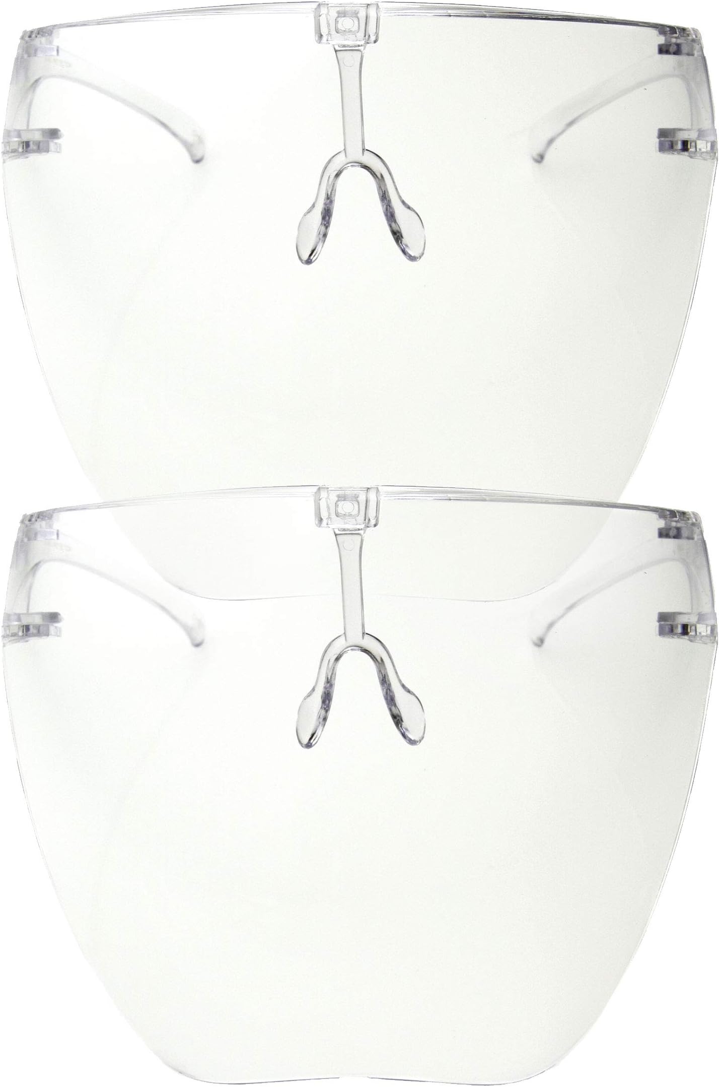 Protective Face Shield Full Cover Visor Glasses/Sunglasses (Anti-Fog/Blue Light Filter) (Clear/Clear) 2-Pack