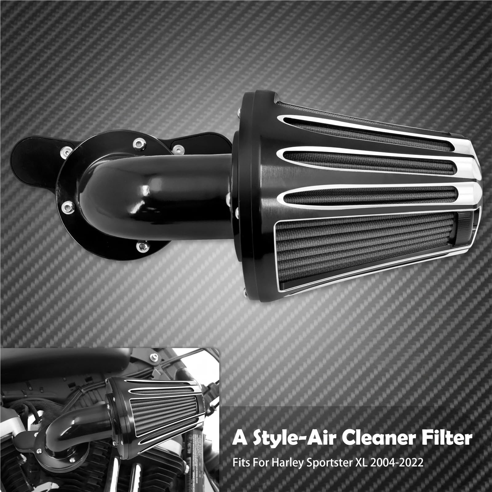 Filtr powietrza CNC do motocykla pasujący do Harley Sportster XL 1200 883 48 72 Dyna Touring Softail Fat Boy CVO Electra Road Montaż uniwersalny Filtr stożkowy z pochyleniem‌(Air Cleaner A)