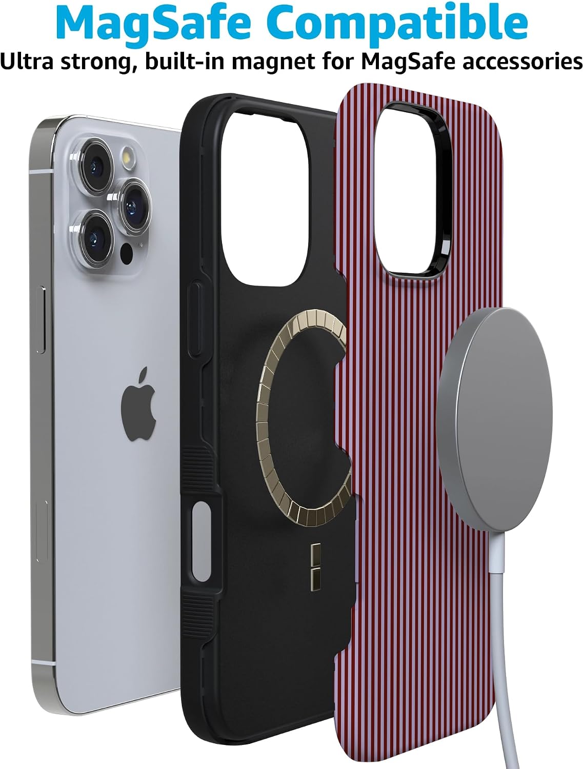 Casely iPhone 16 Pro Max Case | Stripes and the City | Tiny Pinstripe | Bold Protective Design | Compatible with MagSafe