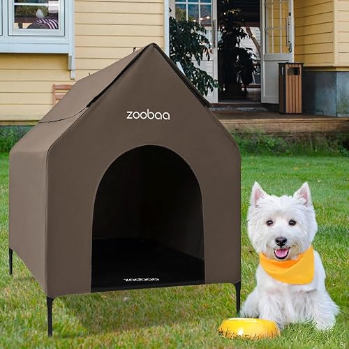Miniatura 18 de Casa grande de 36 pulgadas para perros grandes en interiores o exteriores, PVC 600D resistente a la intemperie al aire libre, con cama elevada de