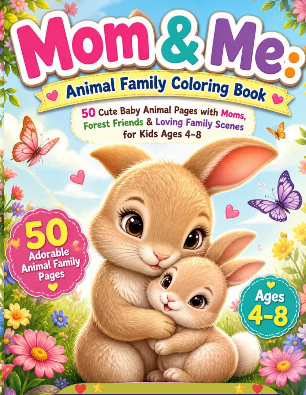 Mom & Me: Animal Family Coloring Book: Adorable Mother–Baby Scenes for Relaxing, Stress-Free Coloring