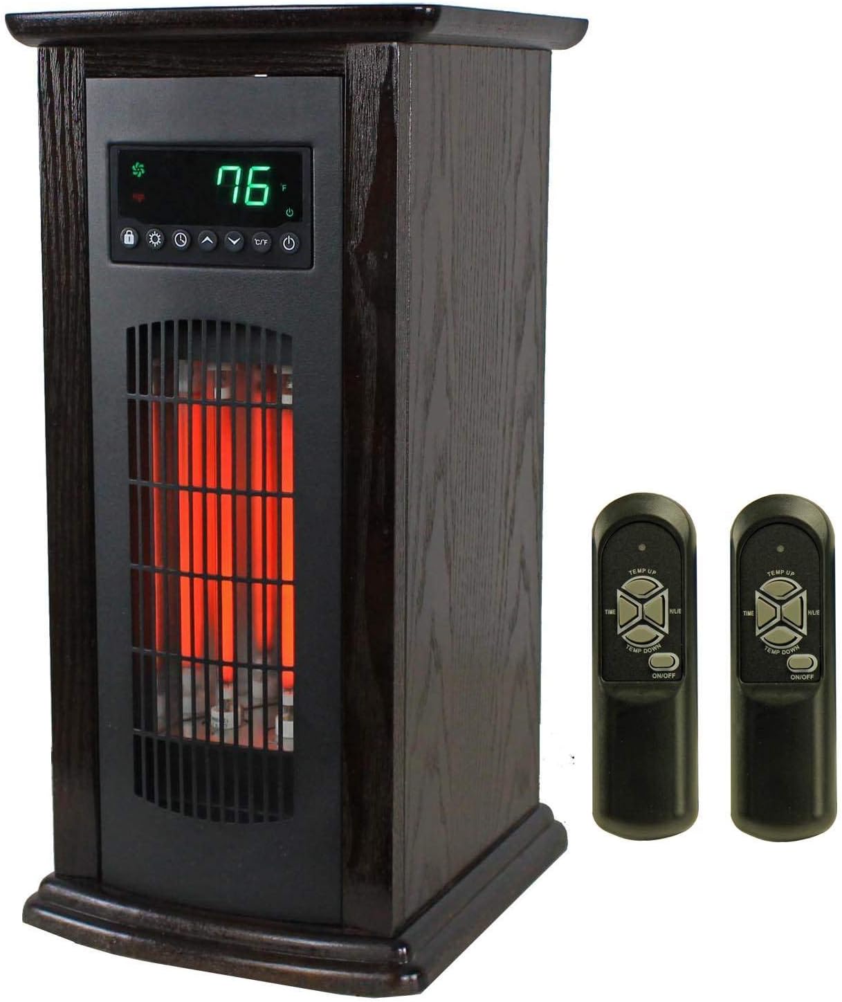LifePro Tower Space Heater, Infrared Adjustable Indoor Warmer with Remote - Black