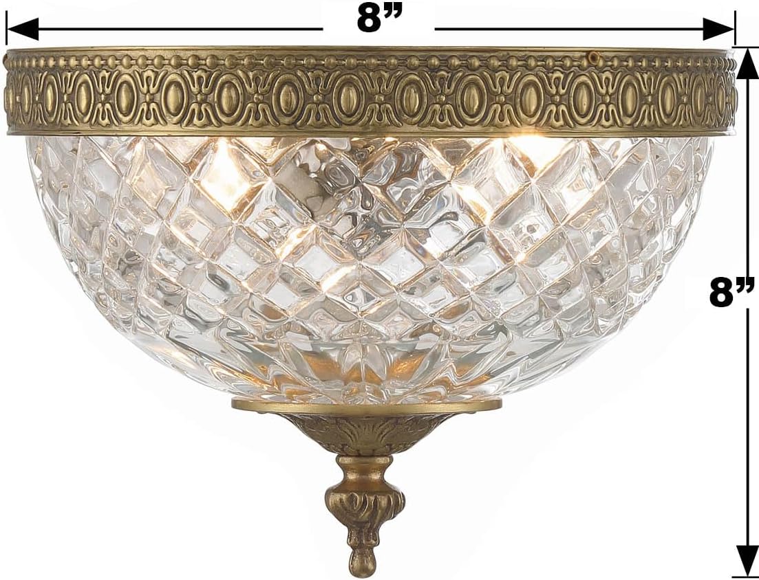 Crystorama 2 Light Olde Brass Crystal Flush Mount