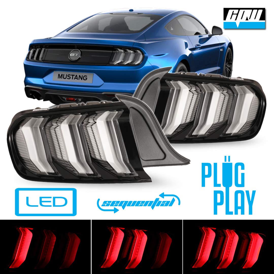 CPW 2018+ Facelift Euro Style Compatible with 2015 2016 2017 2018 2019 2020 Ford Mustang LED Tail Lights Rear Lamps Sequential Indicator Plug & Play