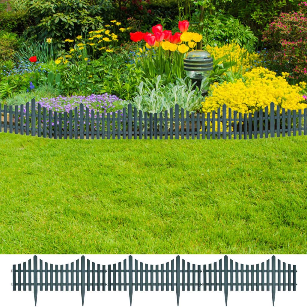 HOMIUSE Separadores de césped Bordes De CéSped Valla De Piquete De PláStico Bordes para Jardin Vallas para Jardin Borduras para Jardin Borduras Jardin Vallas Plastico 17 uds 10 m Verde