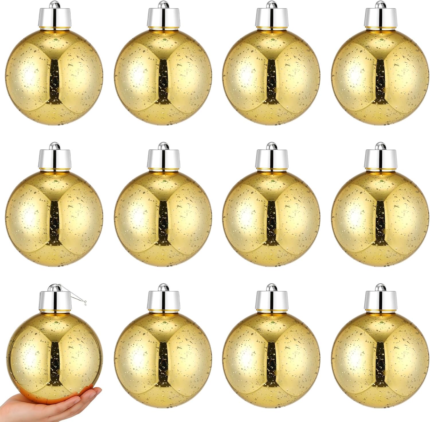 Syhood 12 Pcs Large Christmas Balls Ornaments Xmas Tree Decoration Balls Extra Large Shatterproof Ornament Hanging Ball Giant Jumbo Vintage Ball for Holiday Xmas Tree Party Decor (6 Inch,Gold) Gold 6 Inch
