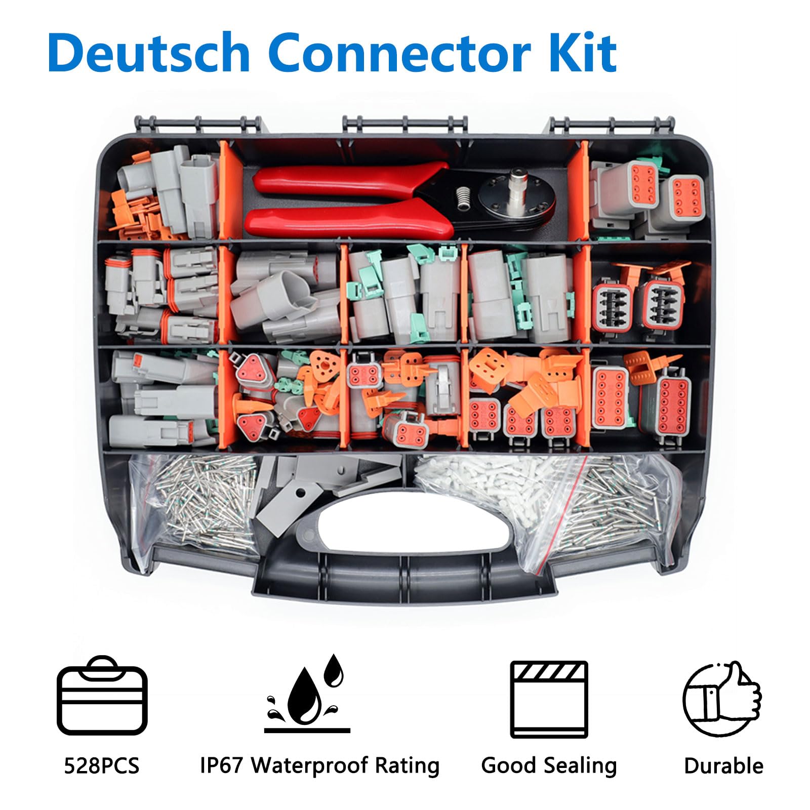 Kit de conectores para DT Deutsch, juego de conectores eléctricos automotrices, herramienta de extracción de conectores para Deutsch, adecuado para motocicleta, coche, camión, barco
