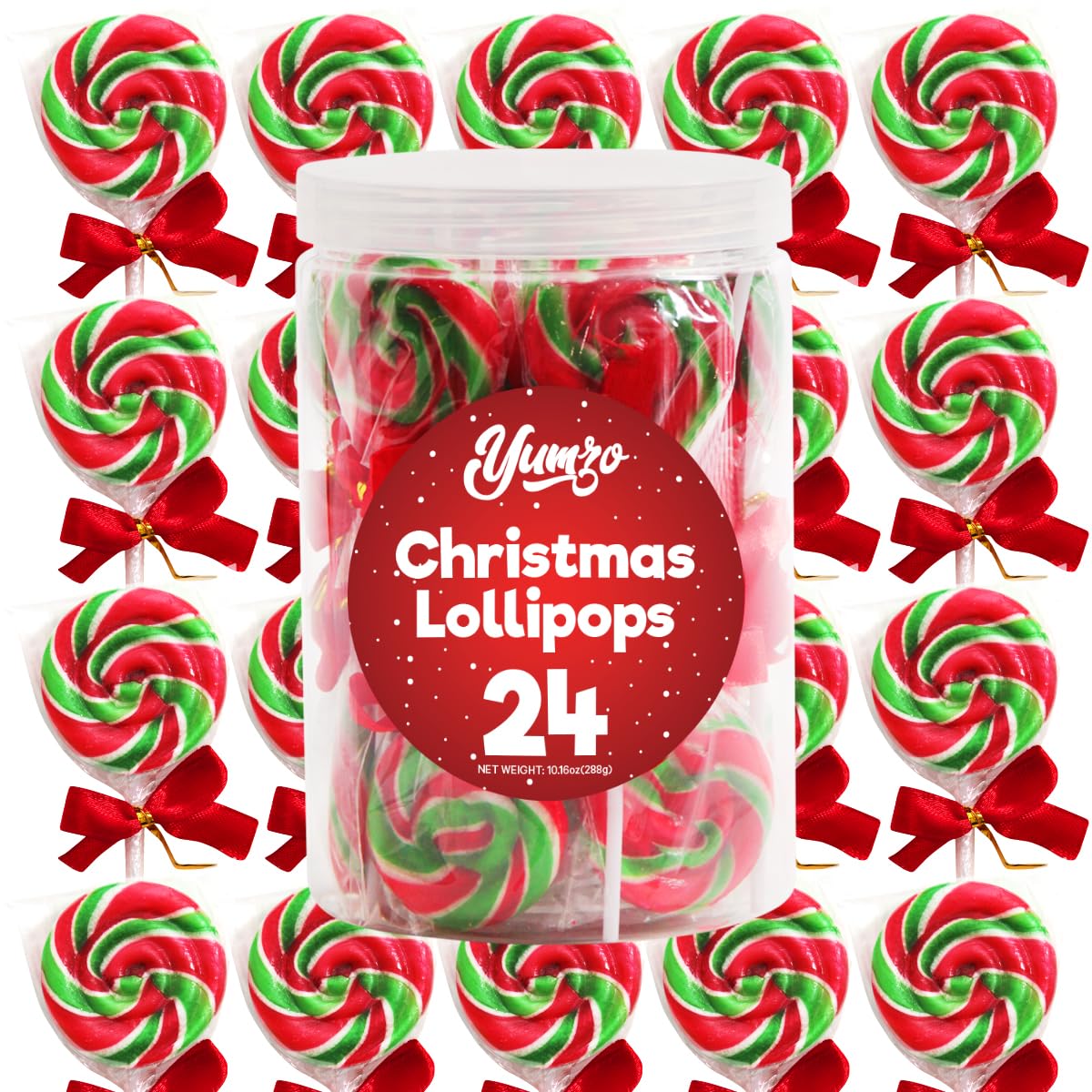 Christmas Swirl Lollipops, 24 Christmas Lollipops Individually Wrapped, Delicious Christmas Suckers Bulk For Festive Treats, Perfect christmas suckers for Gift, and Holiday Decorations