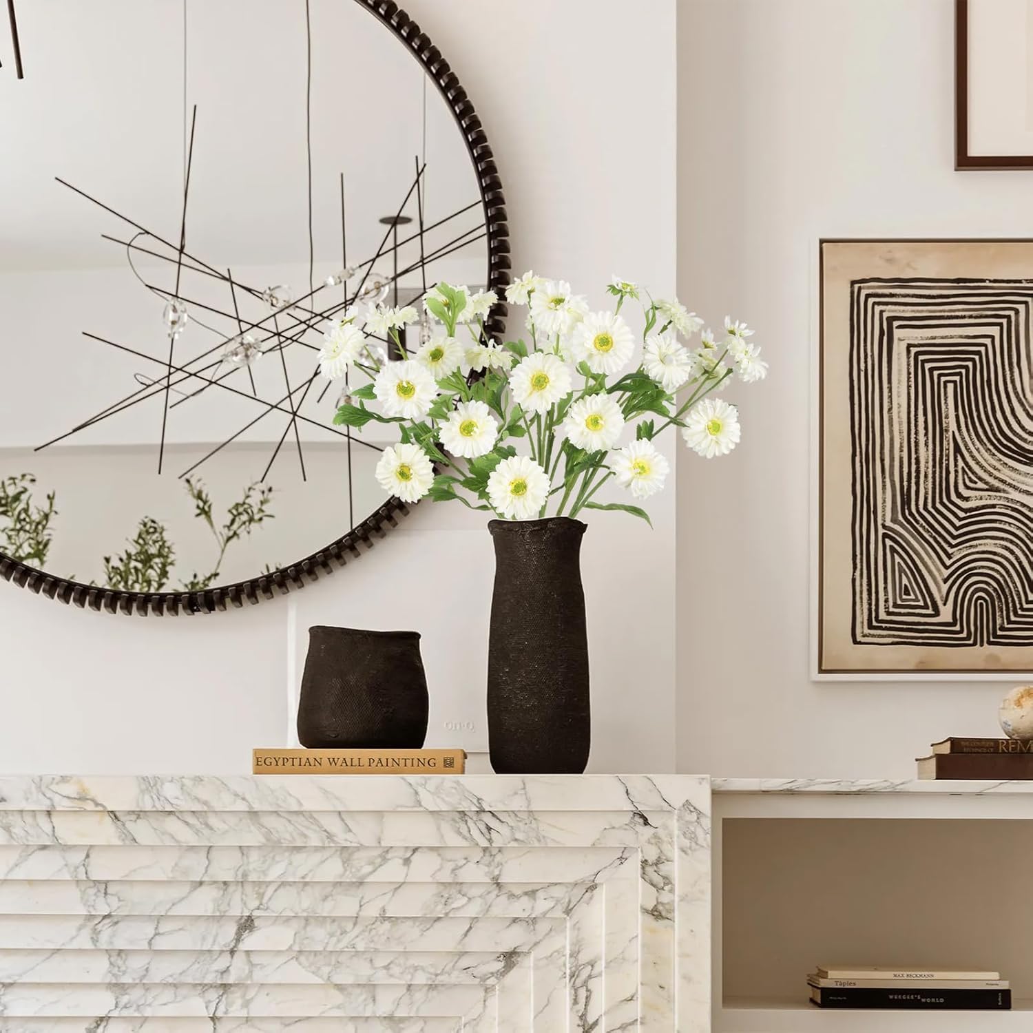 6Pcs White Daisy Artificial Flowers 24.4’’ Silk Fake Wildflowers Fake Daisies with Stems for Vase Table Centerpiece Home Wedding Party Garden Decoration(White) - Image 7