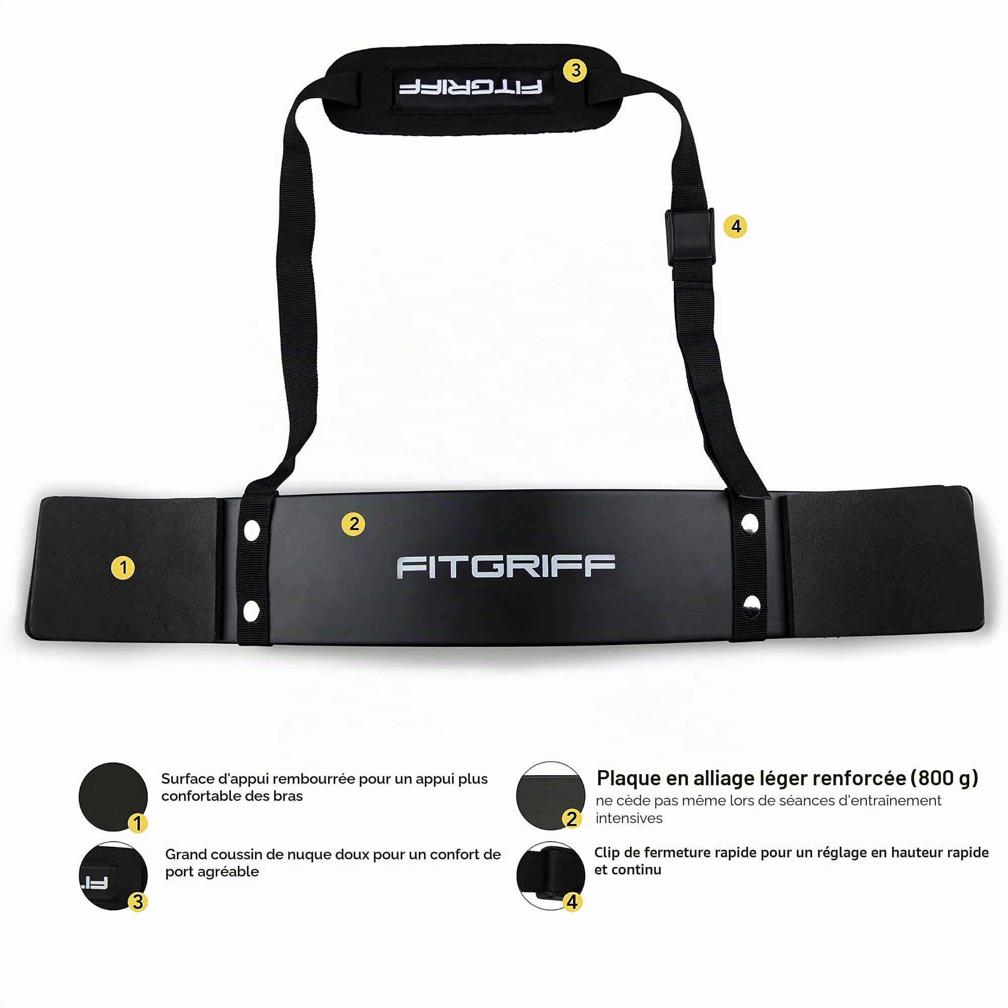 Fitgriff® Arm Blaster Biceps Musculation - Biceps Isolateur, Bicep Curl - pour Halterophilie, Fitness, Poid, Entrainement - Arms Trainer
