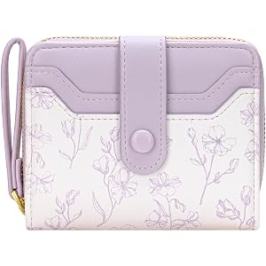 BIAOTIE Wallet for Women Cute Floral Flower Wallet RFID Credit Card Holder Purse Small Bifold Zipper Coin Pocket