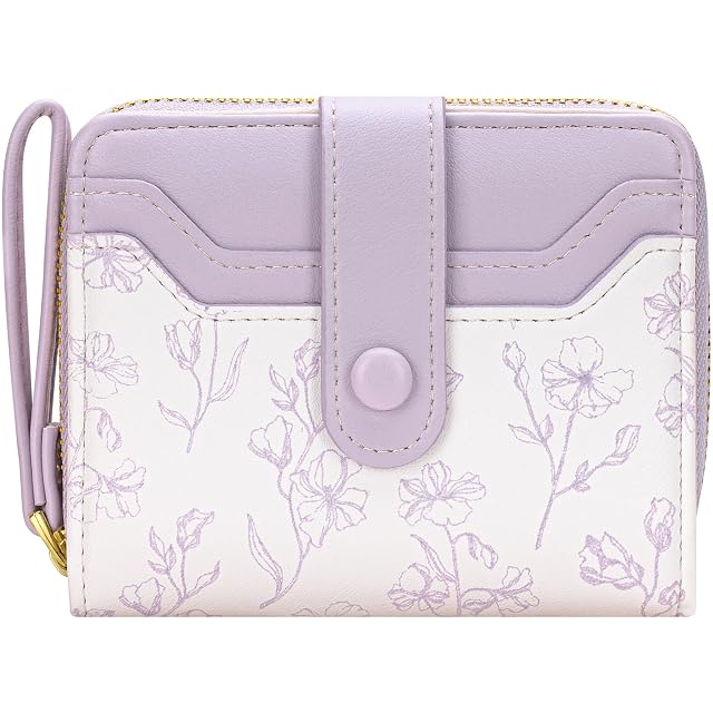 BIAOTIE Wallet for Women Cute Floral Flower Wallet RFID Credit Card Holder Purse Small Bifold Zipper Coin Pocket