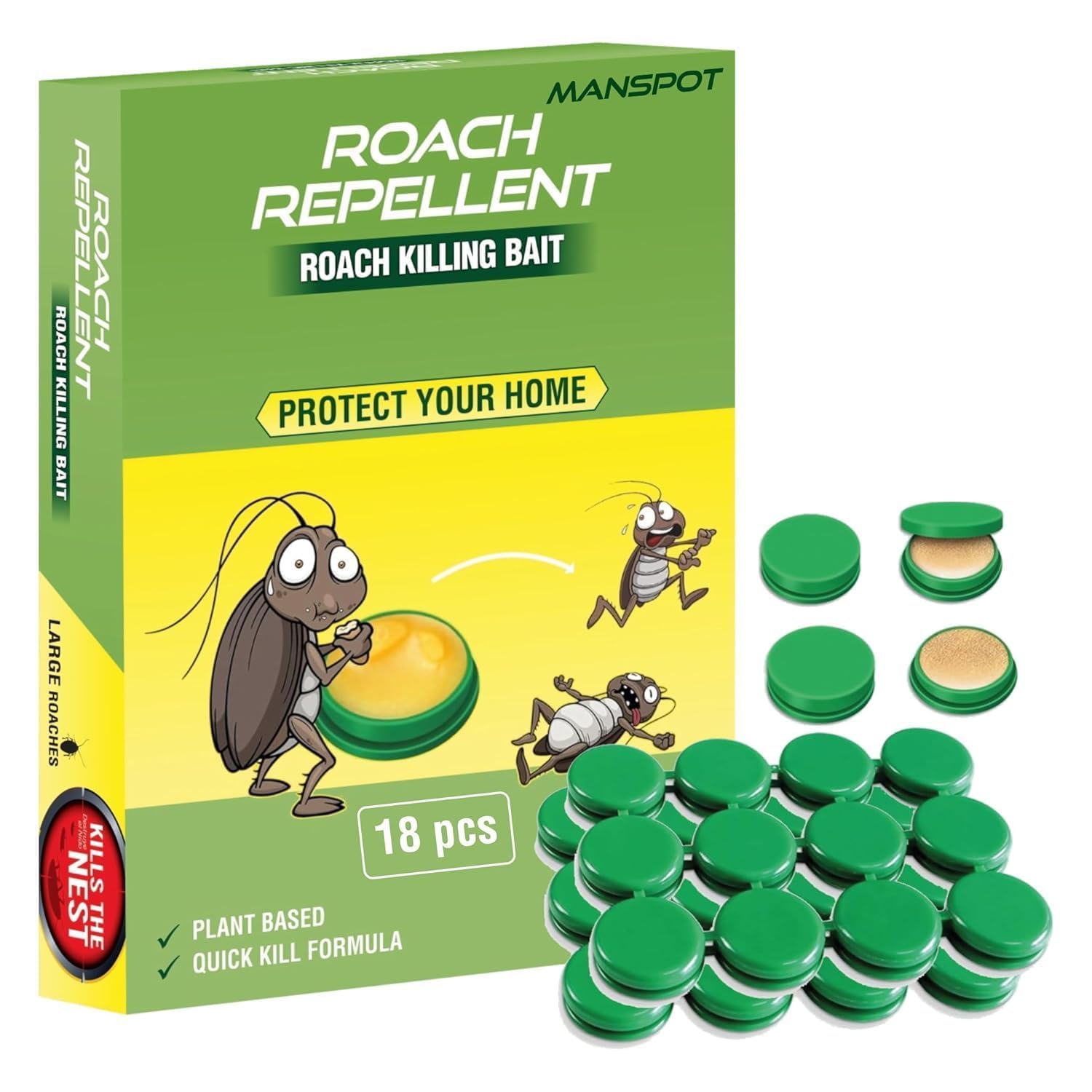 MANSPOT Natural Cockroach Killer for Kitchens, Bathrooms, and Cabinets, Eco-Friendly Home Remedy for Indoor & outdoor Cockroach Bait (18)