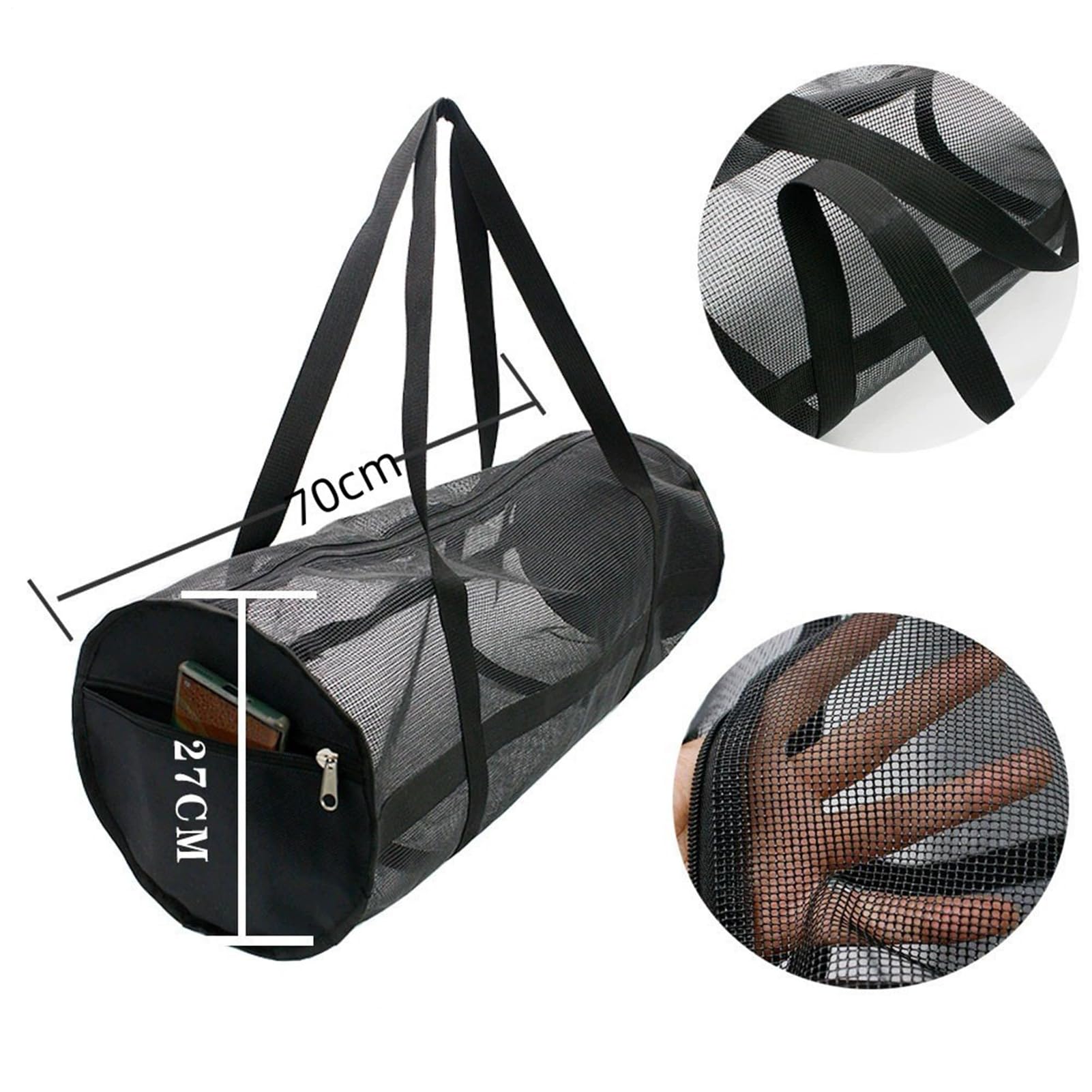Generisch Extra große Netztasche, Tauchtasche aus Netzstoff, Faltbare übergroße Strandtasche mit verstellbarem Schultergurt, Netz-Reisetasche für Tauch und Schnorchelausrüstung
