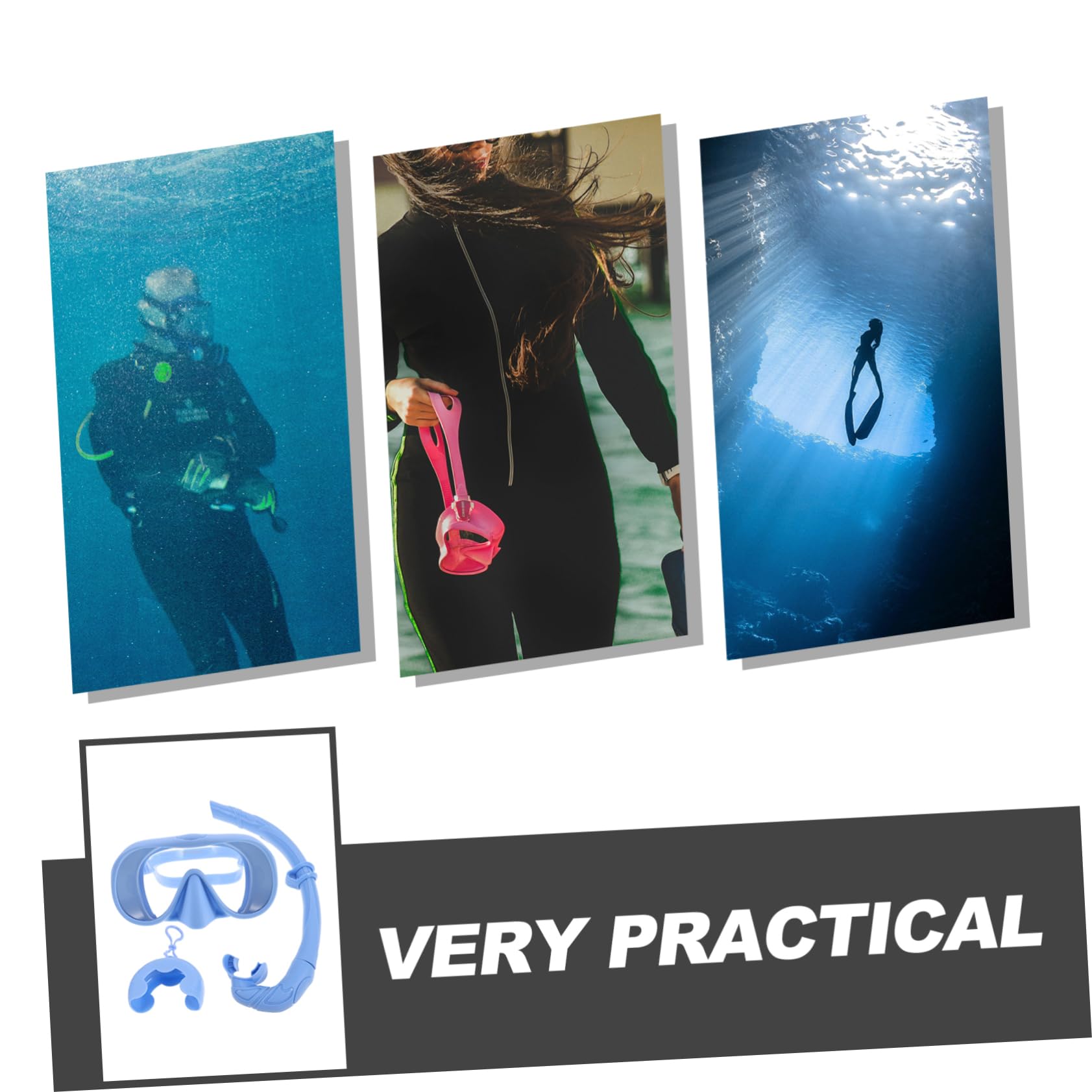 1juego De Buceo Profesional para Adultos Gafas Antivaho De Amplio Ángulo y Tubo De Snorkel con Estuche De Almacenamiento Equipamiento De Esnórquel y Buceo Color Azul