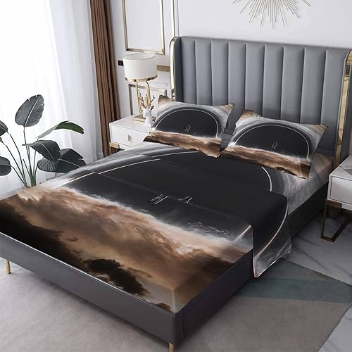 Miniatura 1 de zcwl Juego de sábanas Cal King sábanas con agujero negro sábanas de microfibra y fundas de almohada de 4 piezas juego de sábanas con patrón de