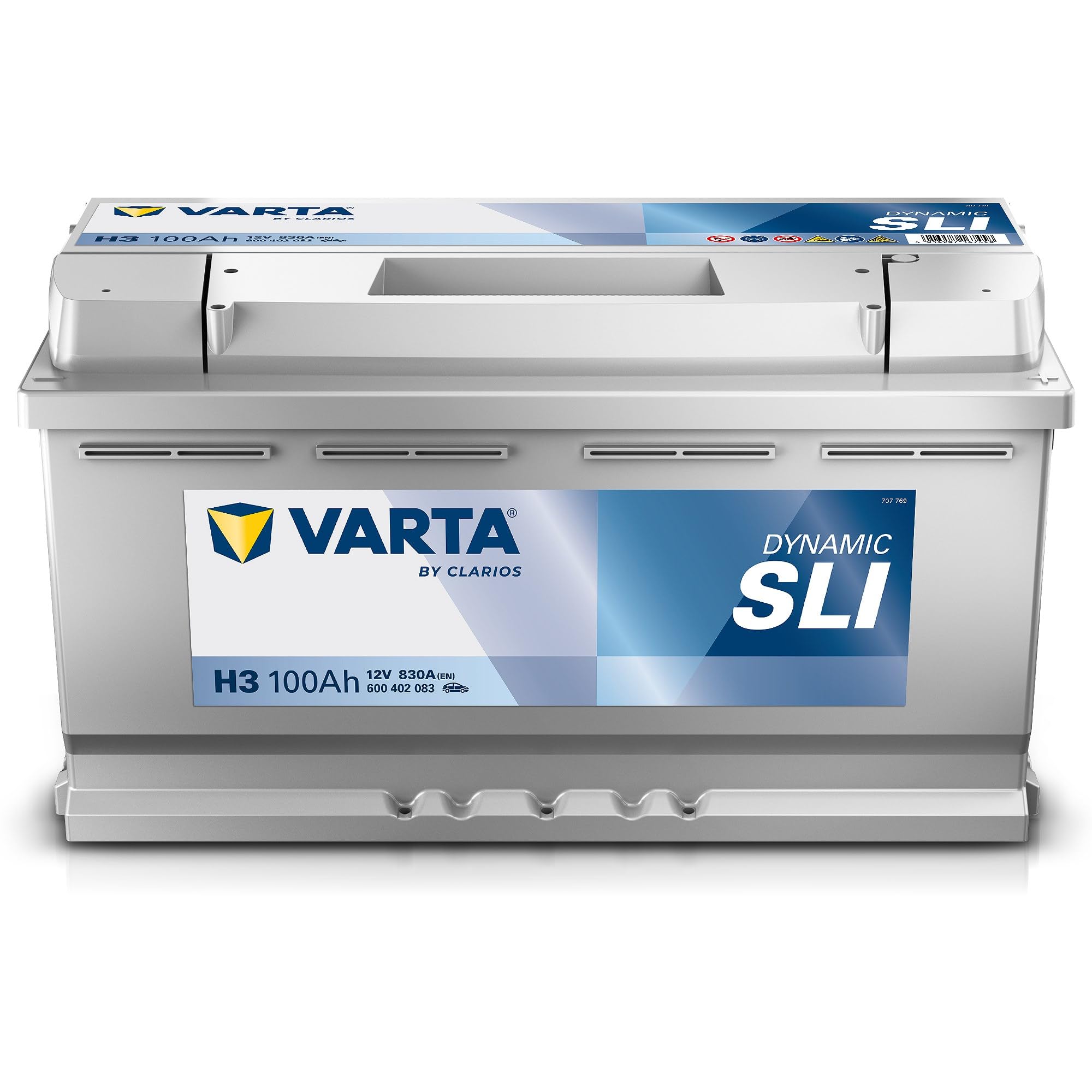 VARTA Automotive DYNAMIC SLI (H3) 12V 100Ah 830A - Nassbatterie KFZ mit Standardausstattung & ohne Start-Stopp System - Starterbatterie für einfachen Energiebedarf - Bleisäurebatterie wartungsfreie