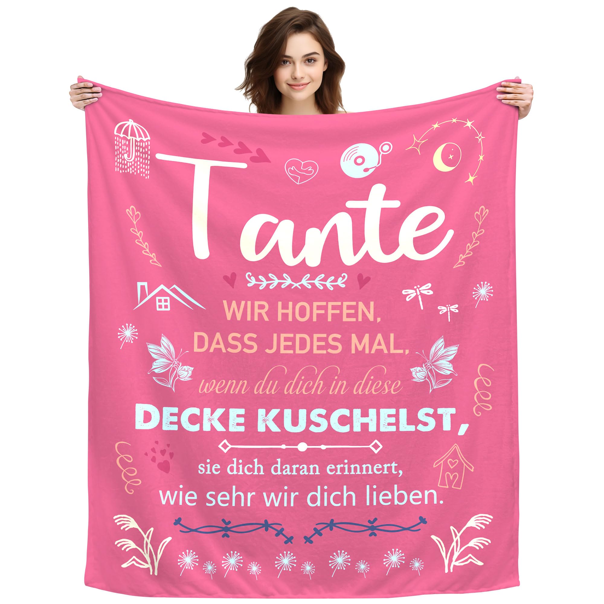 ACAROMAY Original Geschenke für Tante Frauen Kuscheldecke für Tante Muttertag Weihnachten Neujahrsgeschenk Geburtstagsgeschenk für Tante von Nichte Neffe Dekoratives Decken (Tante-A)